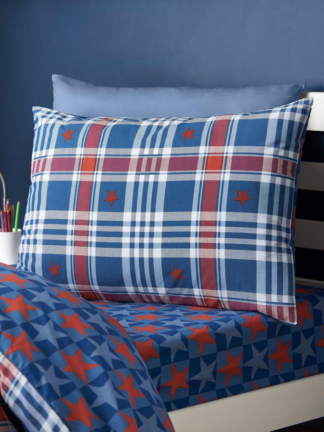 Image 4 of 5 of Catherine Lansfield Stars And Check Duvet Set Blue