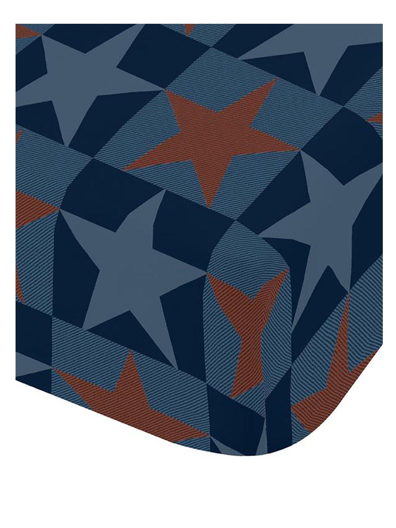 catherine-lansfield-stars-and-check-fitted-sheet-bluestillFront