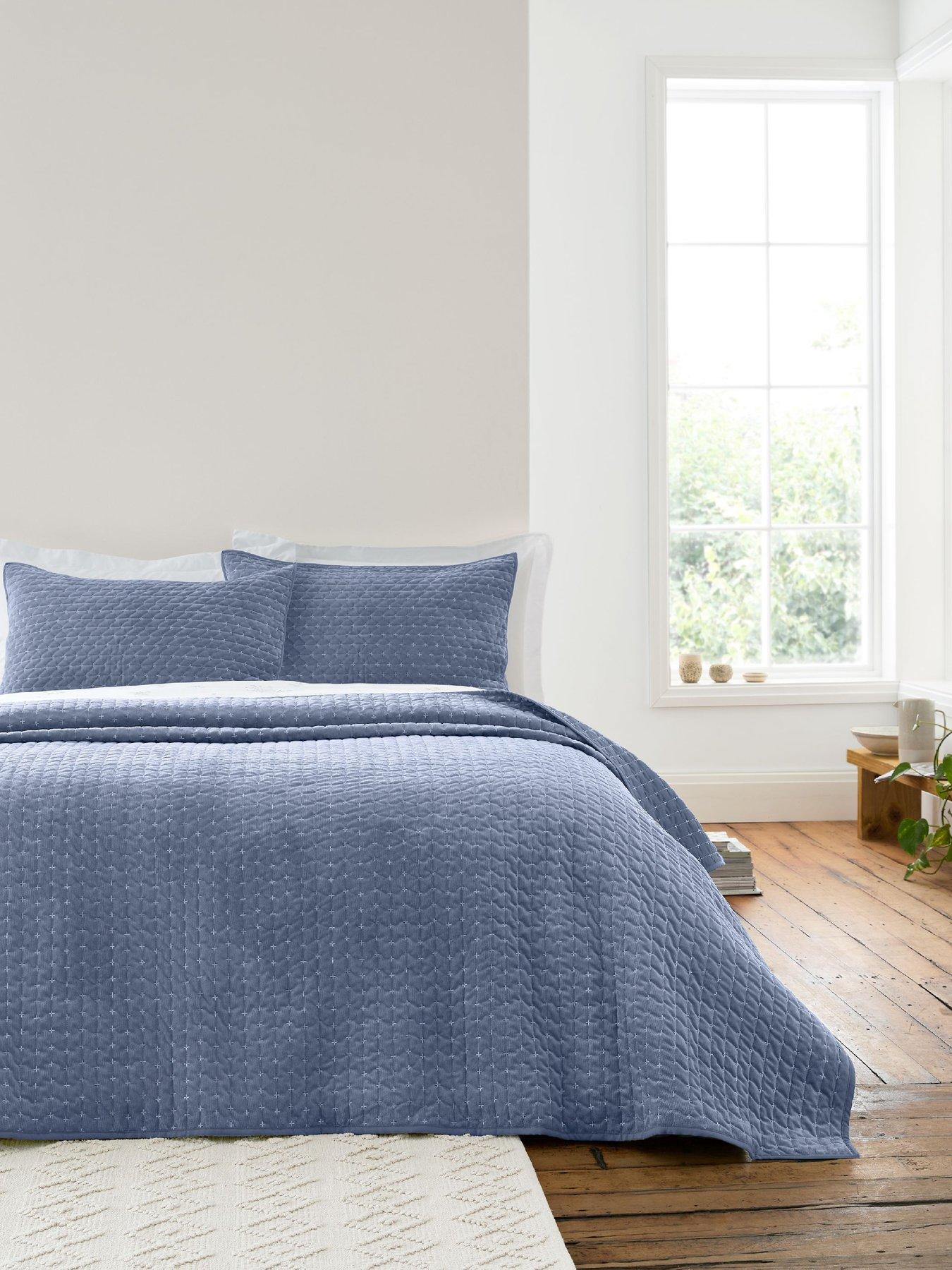 Bianca Attica Velvet Bedspread 240x260 Blue