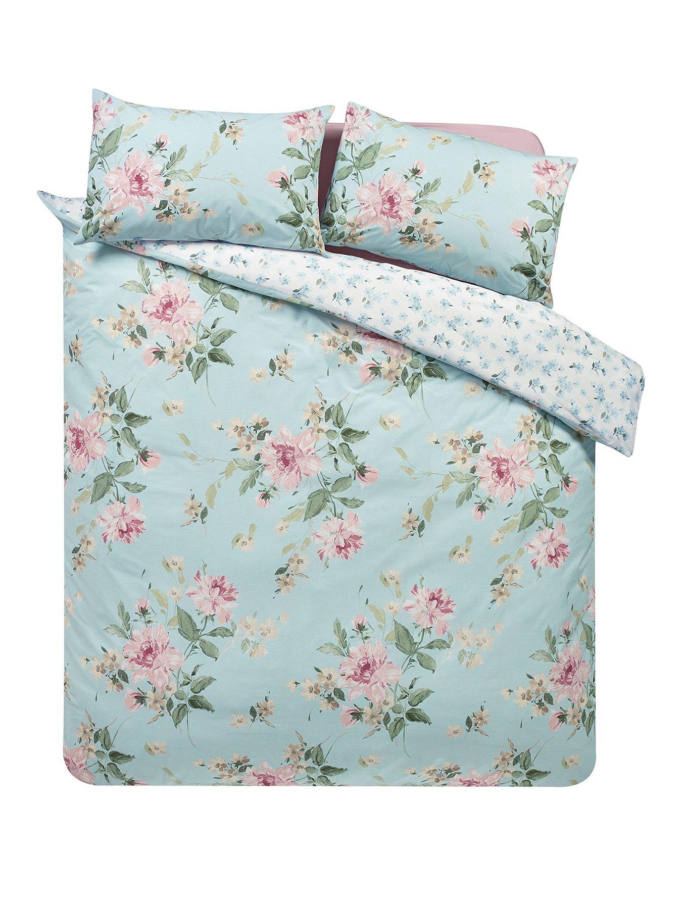 Image 2 of 6 of Catherine Lansfield Avebury Floral Duvet Set Duck Egg