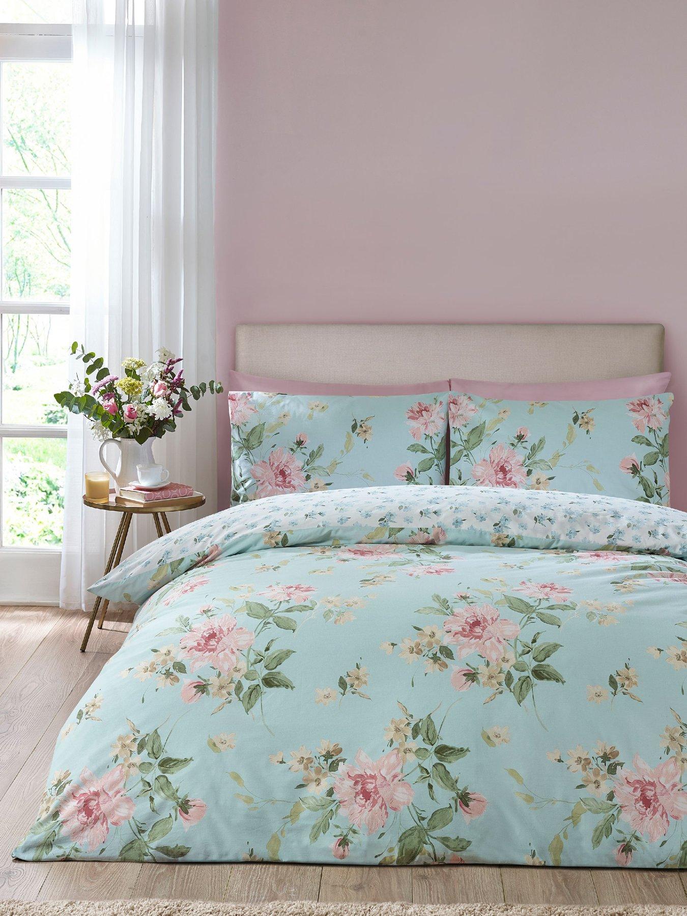 Image 3 of 6 of Catherine Lansfield Avebury Floral Duvet Set Duck Egg