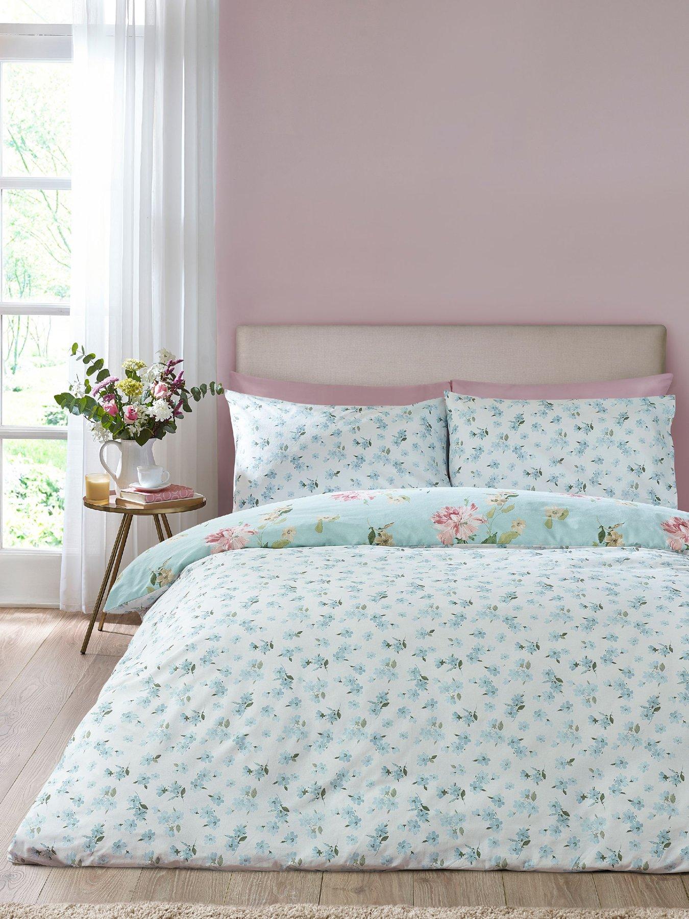 Image 4 of 6 of Catherine Lansfield Avebury Floral Duvet Set Duck Egg