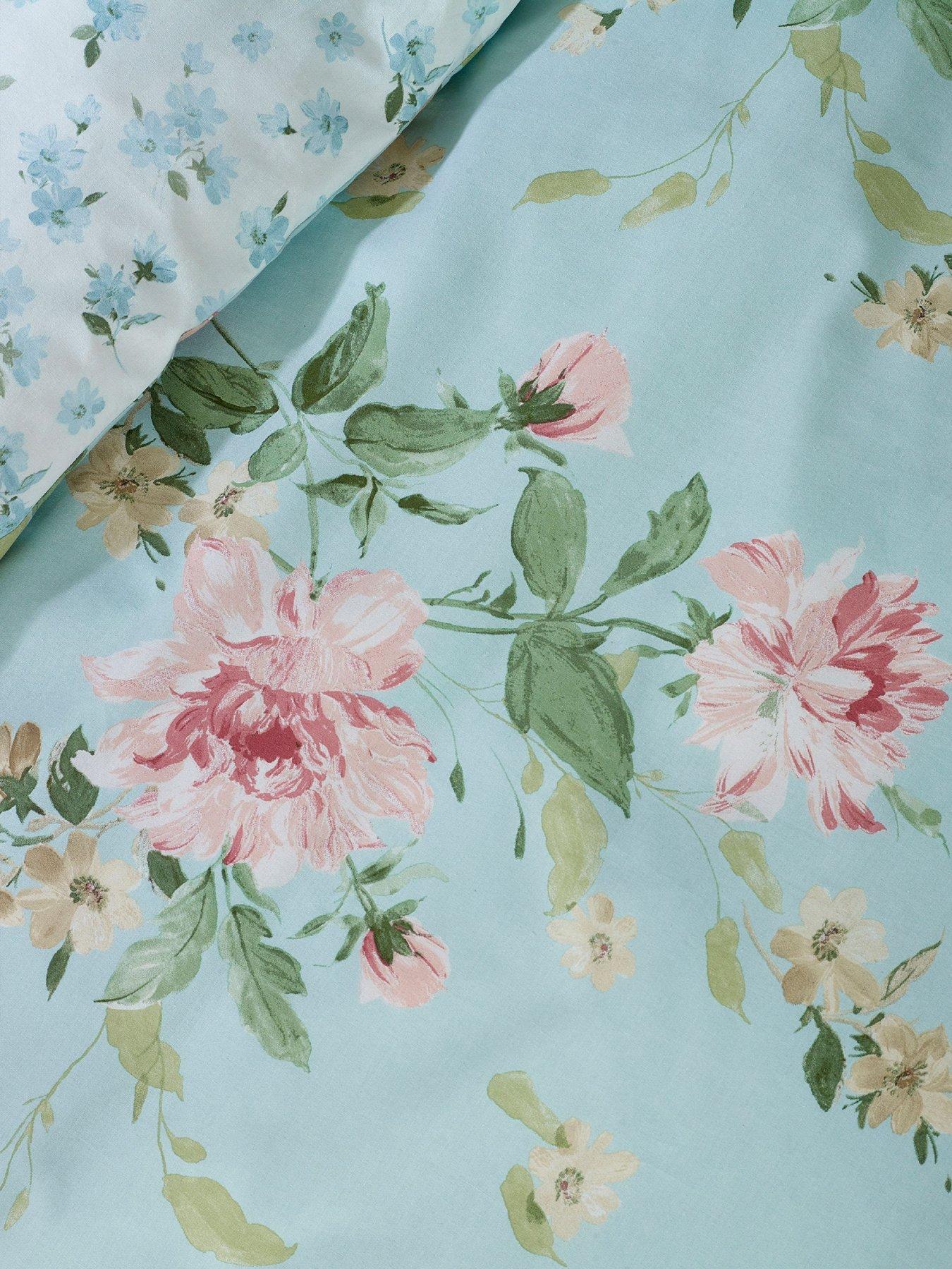 Image 6 of 6 of Catherine Lansfield Avebury Floral Duvet Set Duck Egg