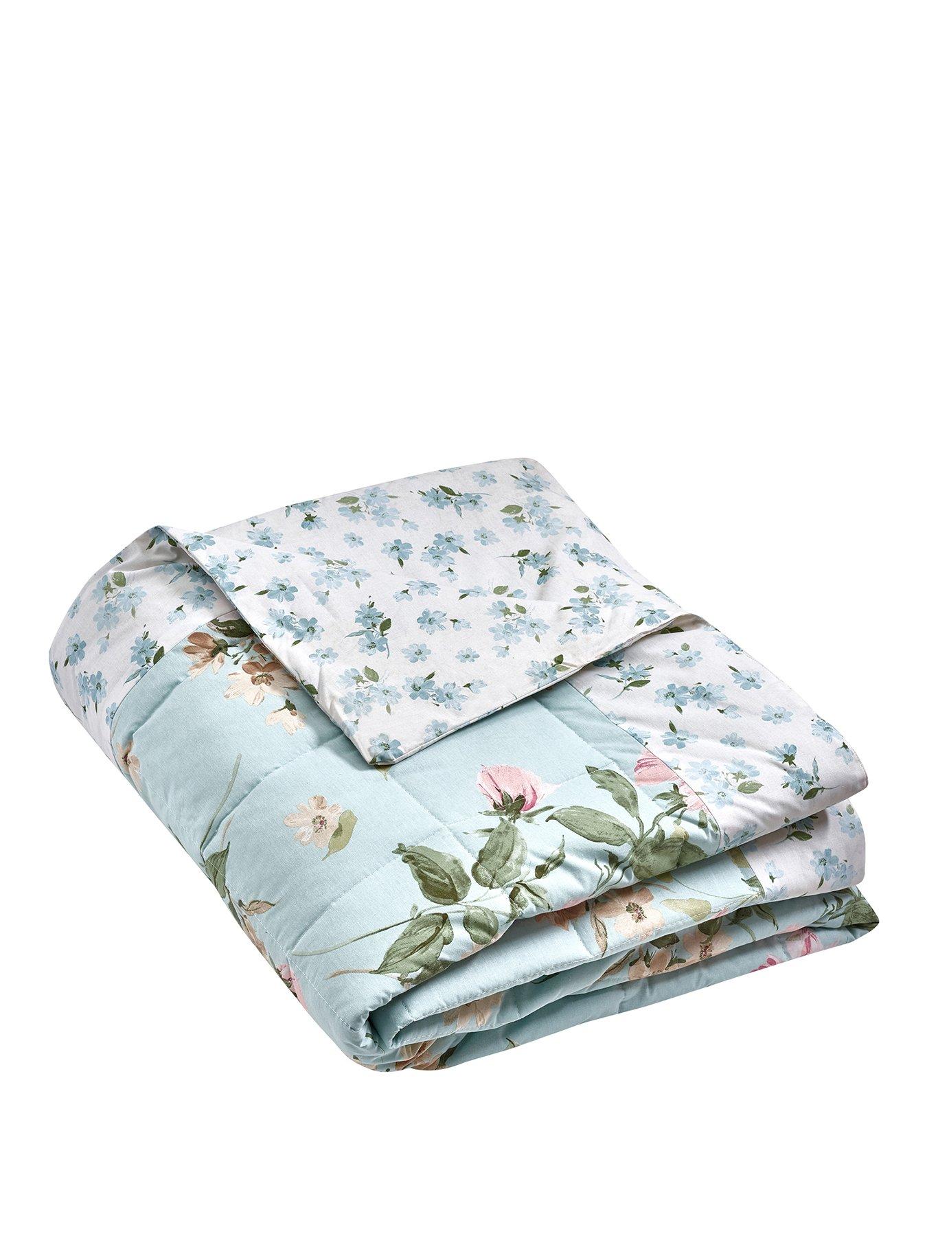 Image 2 of 4 of Catherine Lansfield Avebury Floral Bedspread 220x230 Duck Egg
