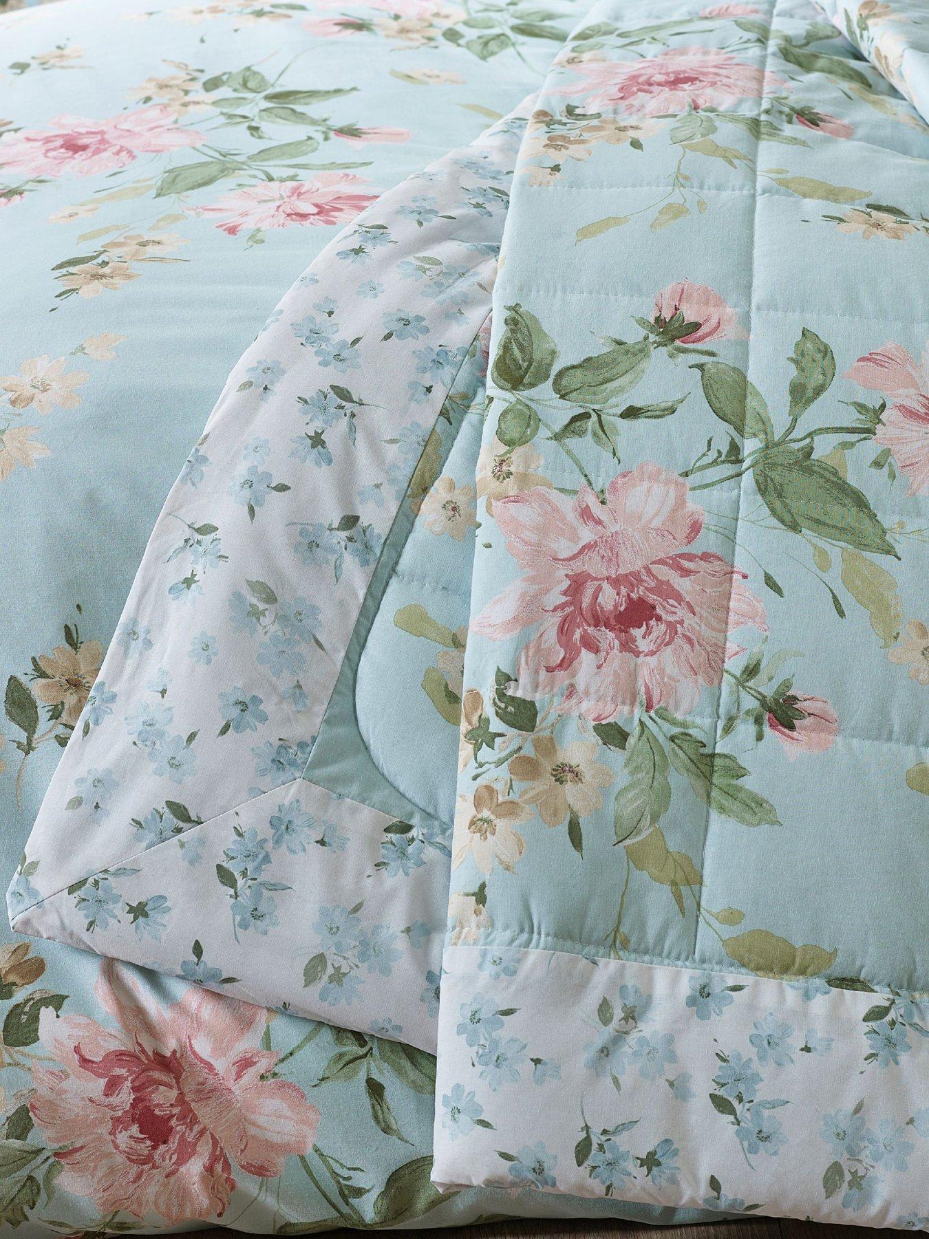 Image 3 of 4 of Catherine Lansfield Avebury Floral Bedspread 220x230 Duck Egg