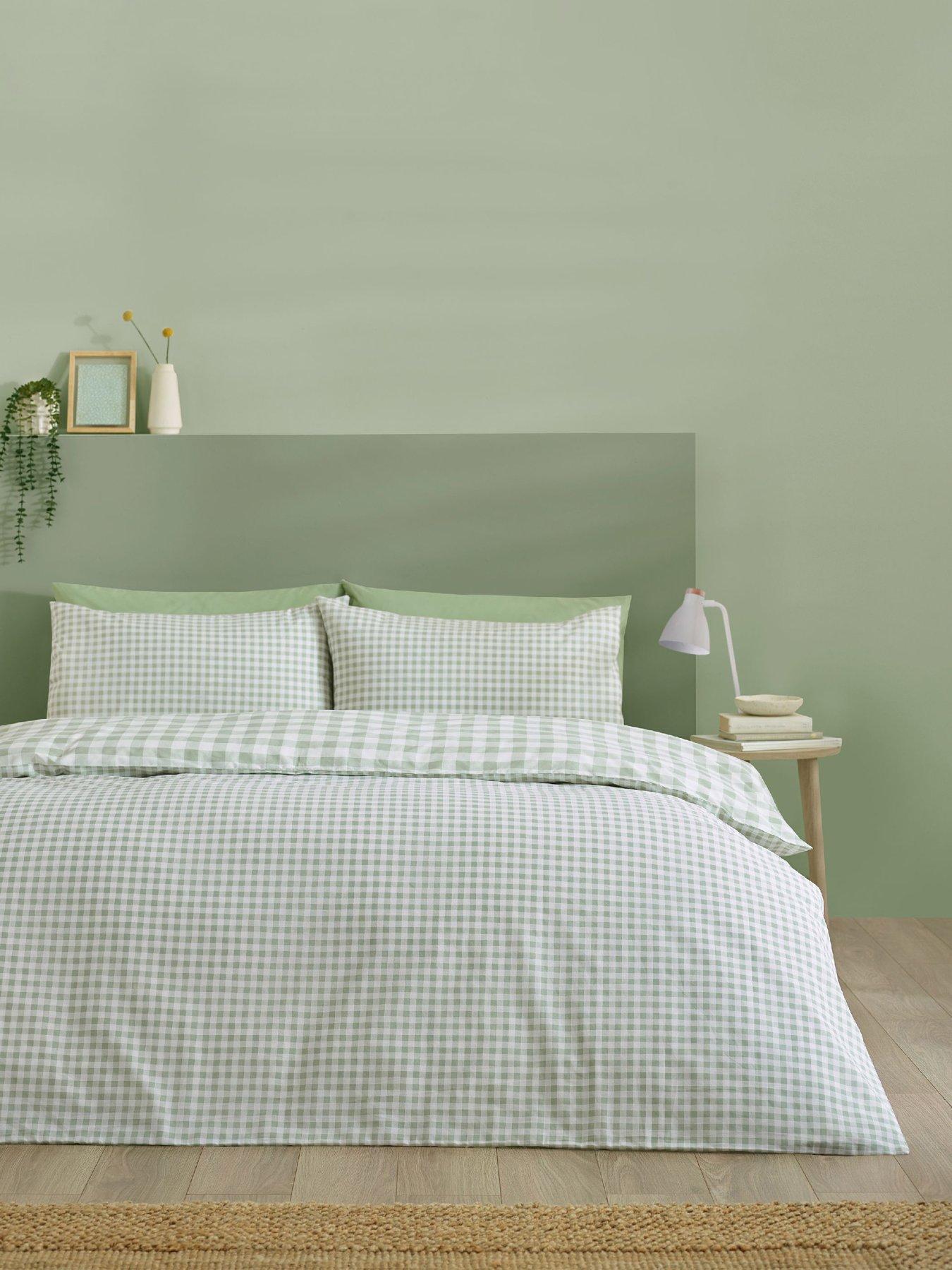 catherine-lansfield-bamford-gingham-check-duvet-set-green