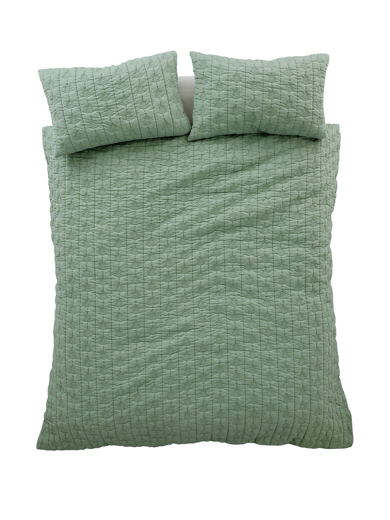 Image 2 of 6 of Pineapple Elephant Tamba Leaf Jersey Stripe Double Duvet Set Green