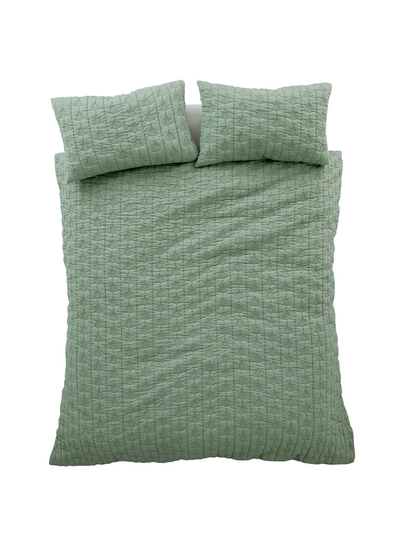 Image 3 of 6 of Pineapple Elephant Tamba Leaf Jersey Stripe Double Duvet Set Green