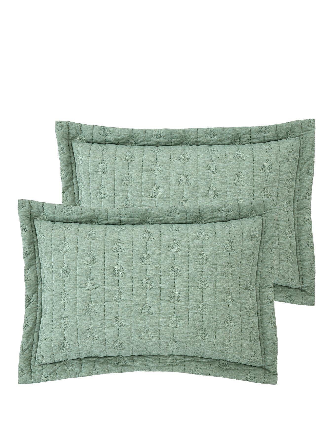 Image 2 of 4 of Pineapple Elephant Tamba Leaf Jersey Stripe Oxford Pillowcase Pair Green