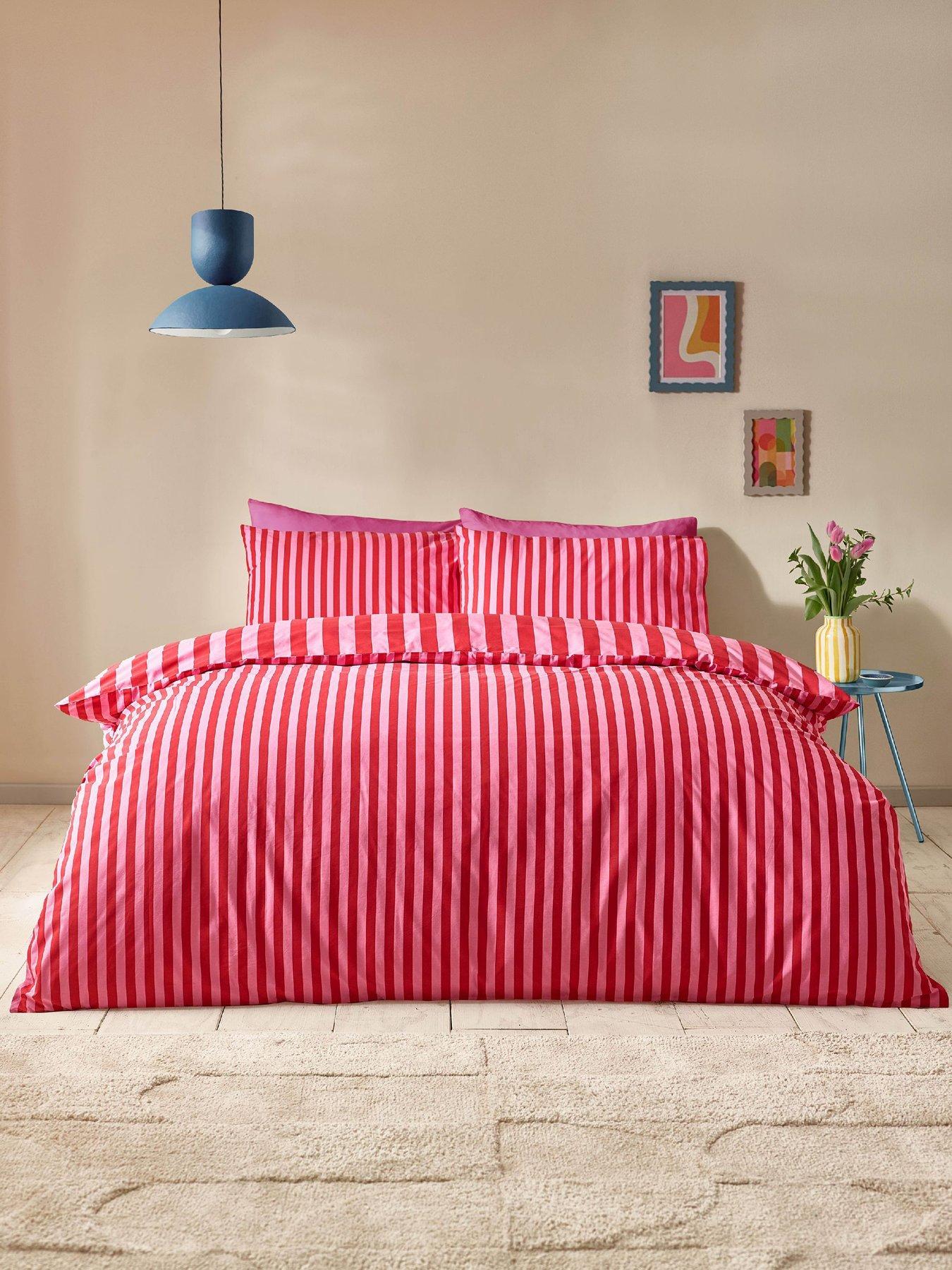 Image 3 of 5 of Sassy B Stripe Tease Duvet Set Red