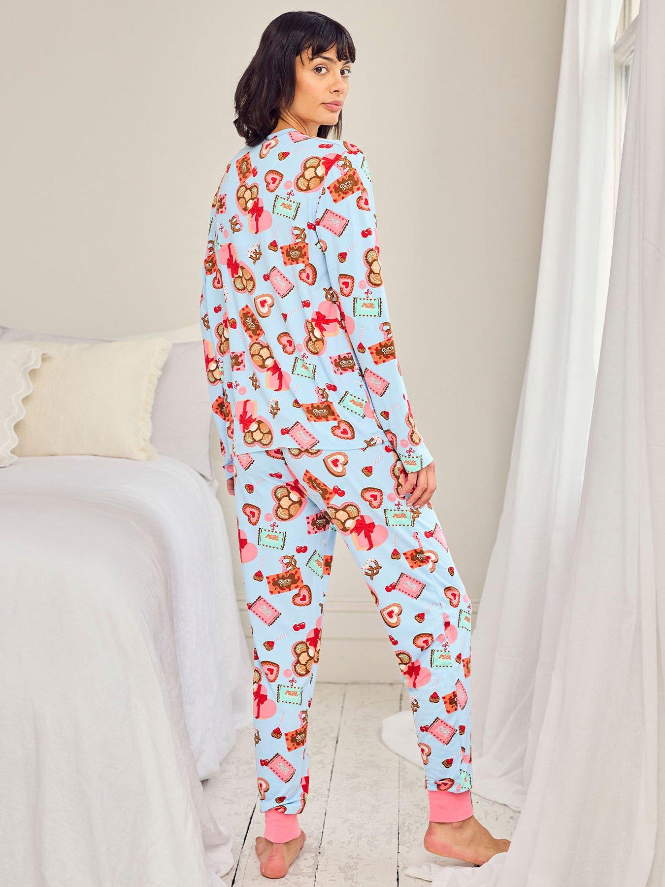 Image 2 of 6 of CHELSEA PEERS Chelsea Peers Chocolate Box Print Long Pyjama Set - Blue