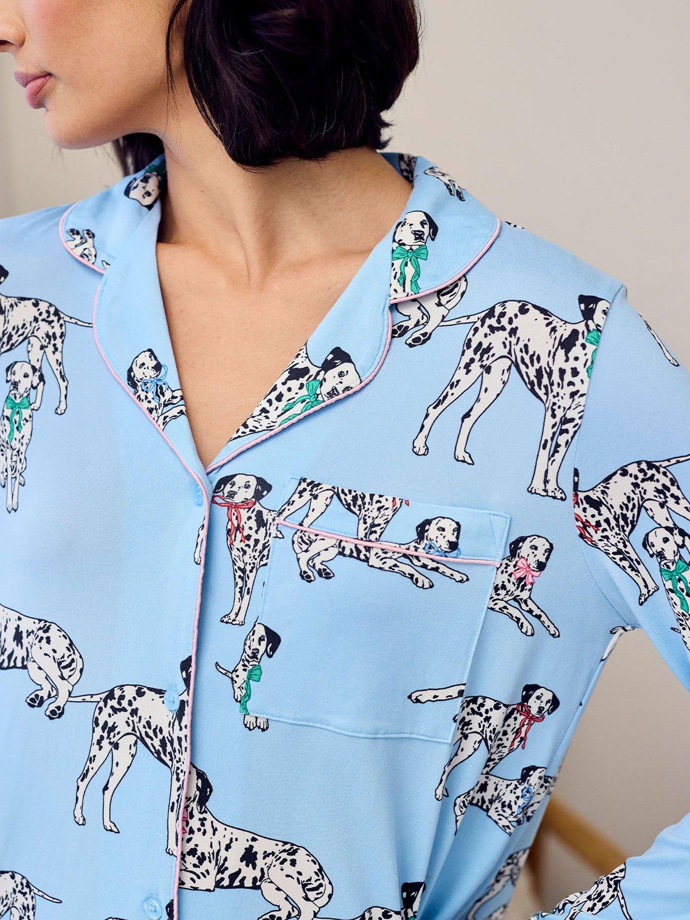 Image 5 of 7 of CHELSEA PEERS Chelsea Peers Dalmation Dogs Print Long Pyjama Set - Blue