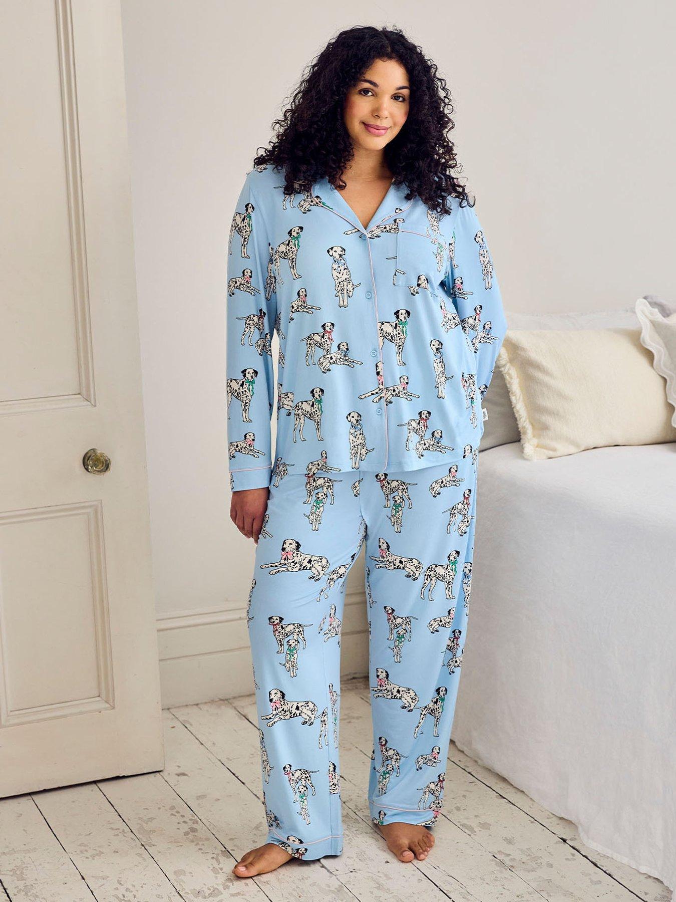Image 6 of 7 of CHELSEA PEERS Chelsea Peers Dalmation Dogs Print Long Pyjama Set - Blue