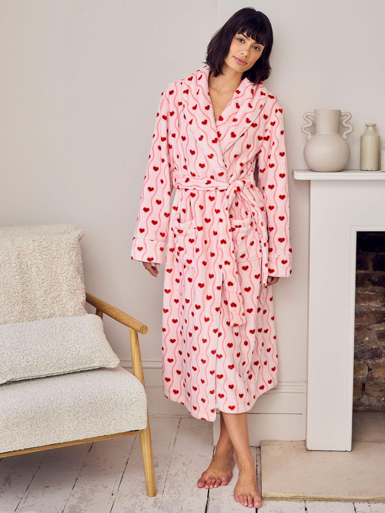 chelsea-peers-fleece-wavy-stripe-heart-print-long-dressing-gown-pink