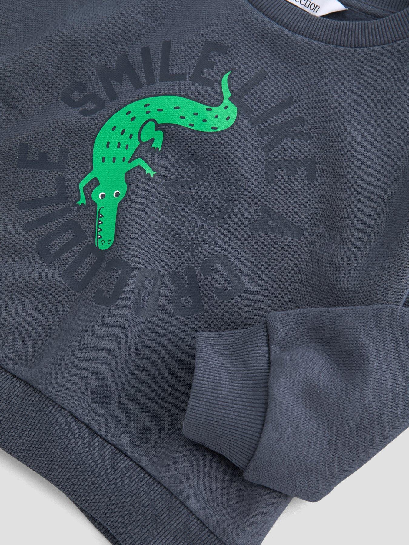 Image 3 of 4 of The Very Collection Boys Crocodile Graphic Sweatshirt (9 months - 7 years) - Navy