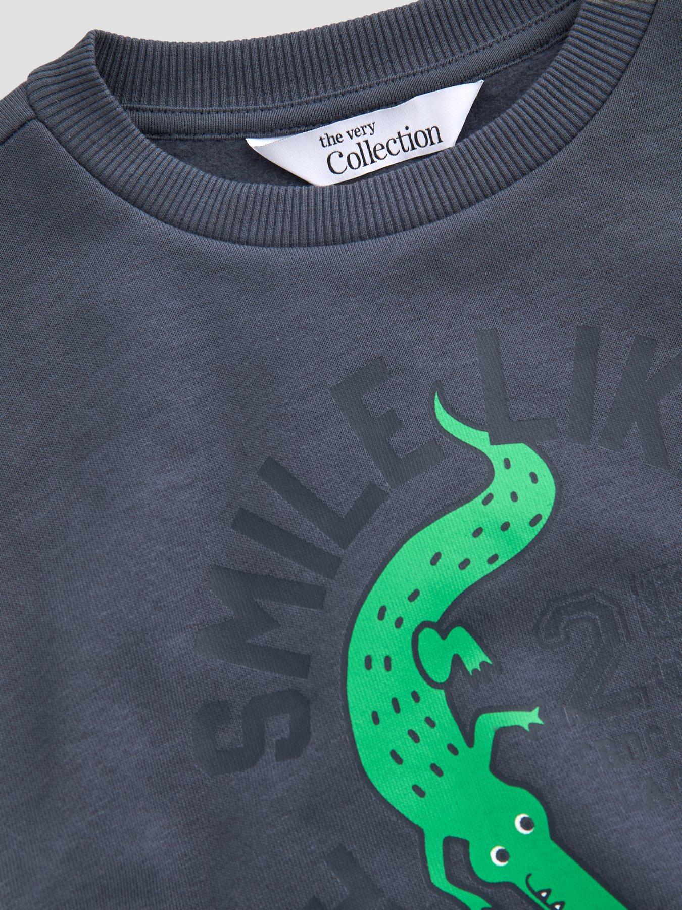 Image 4 of 4 of The Very Collection Boys Crocodile Graphic Sweatshirt (9 months - 7 years) - Navy