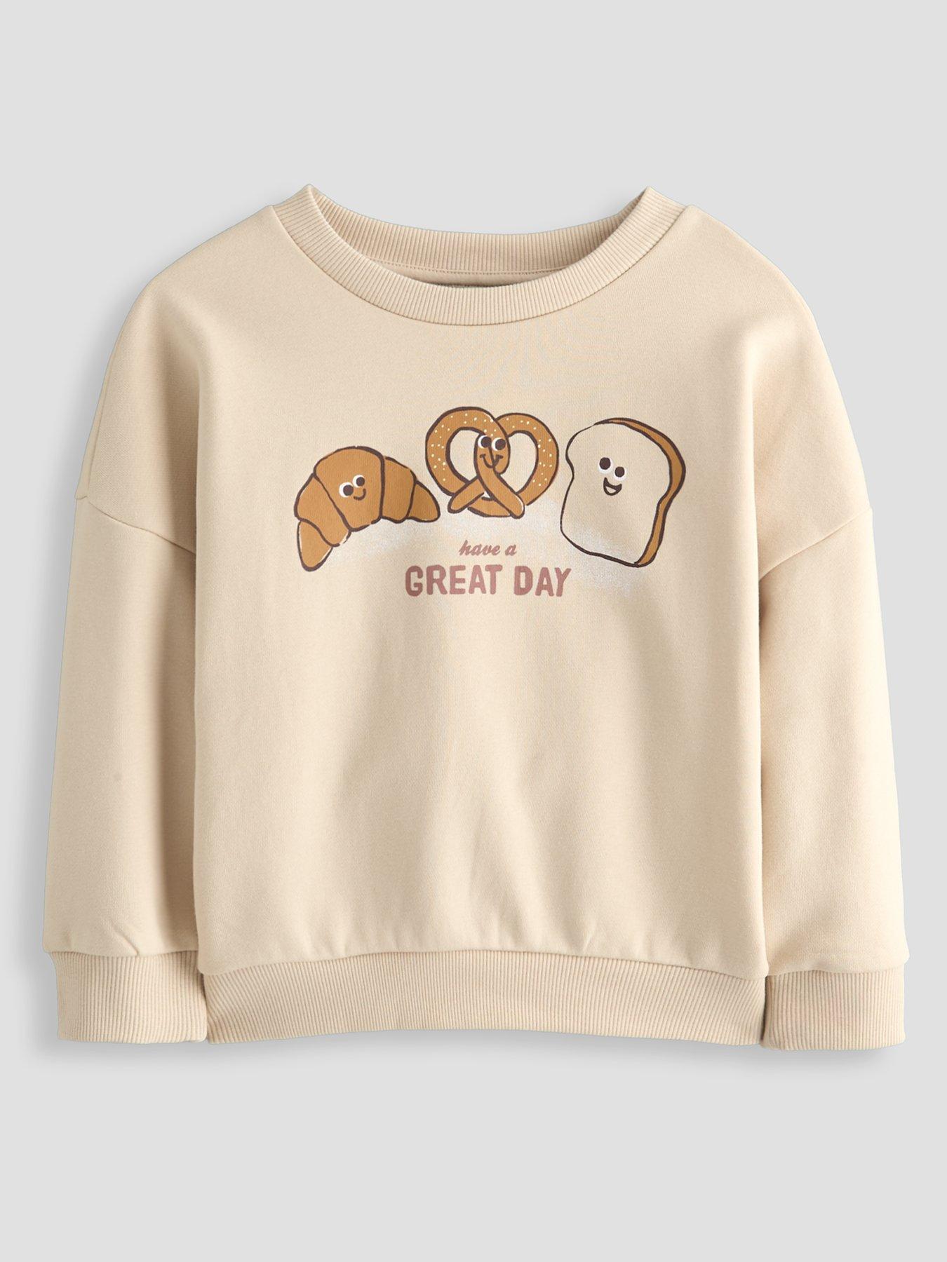 Image 1 of 4 of The Very Collection Boys Croissant Breakfast Graphic Sweats (9 months - 7 years) - Beige