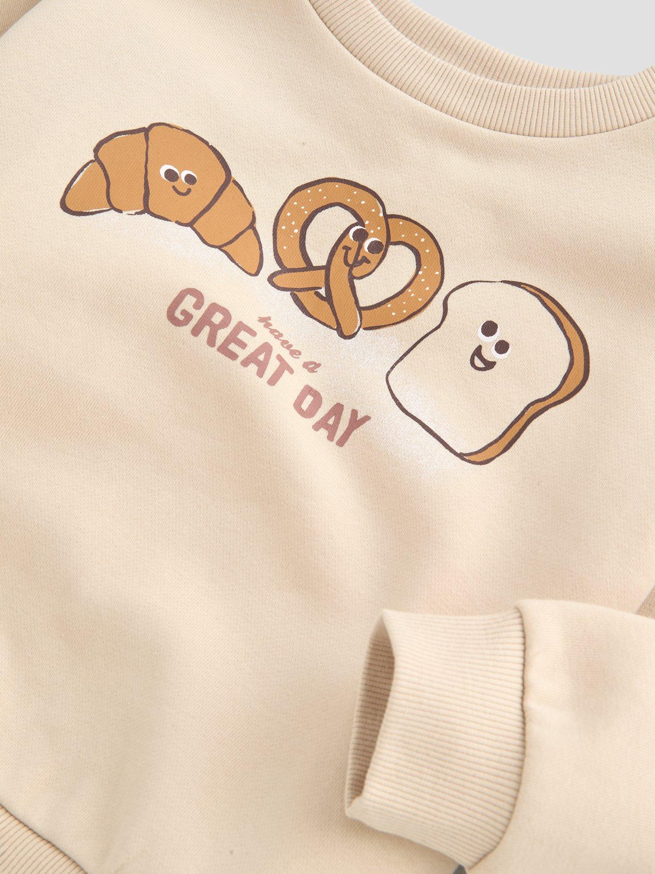 Image 3 of 4 of The Very Collection Boys Croissant Breakfast Graphic Sweats (9 months - 7 years) - Beige