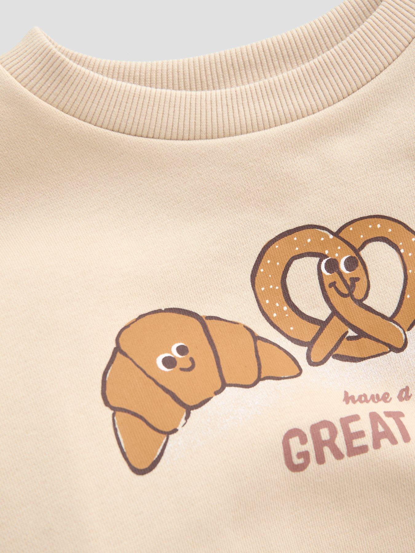 Image 4 of 4 of The Very Collection Boys Croissant Breakfast Graphic Sweats (9 months - 7 years) - Beige