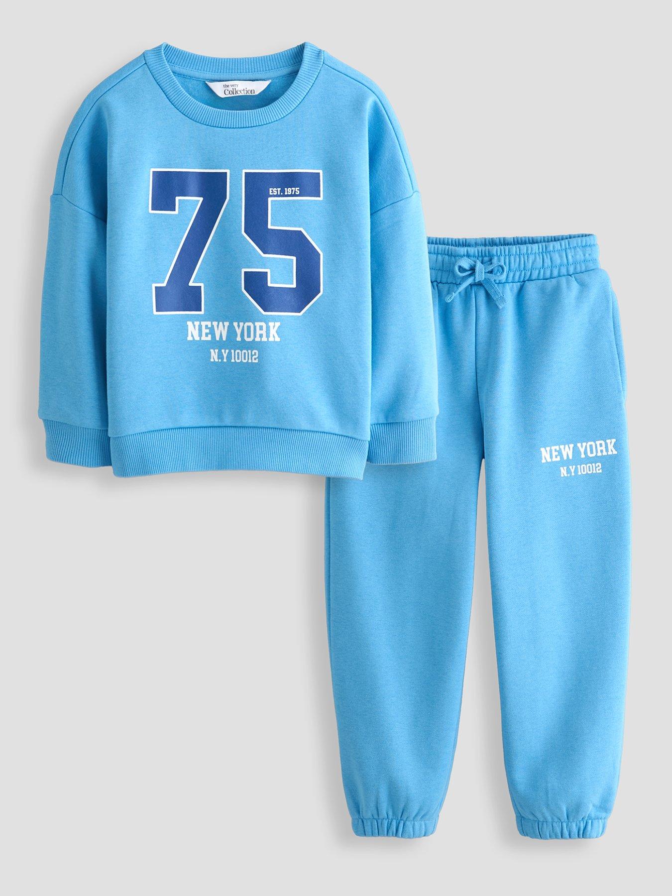 The Very Collection Boys Collegiate Sweatshirt And Joggers Outfit Set - Blue