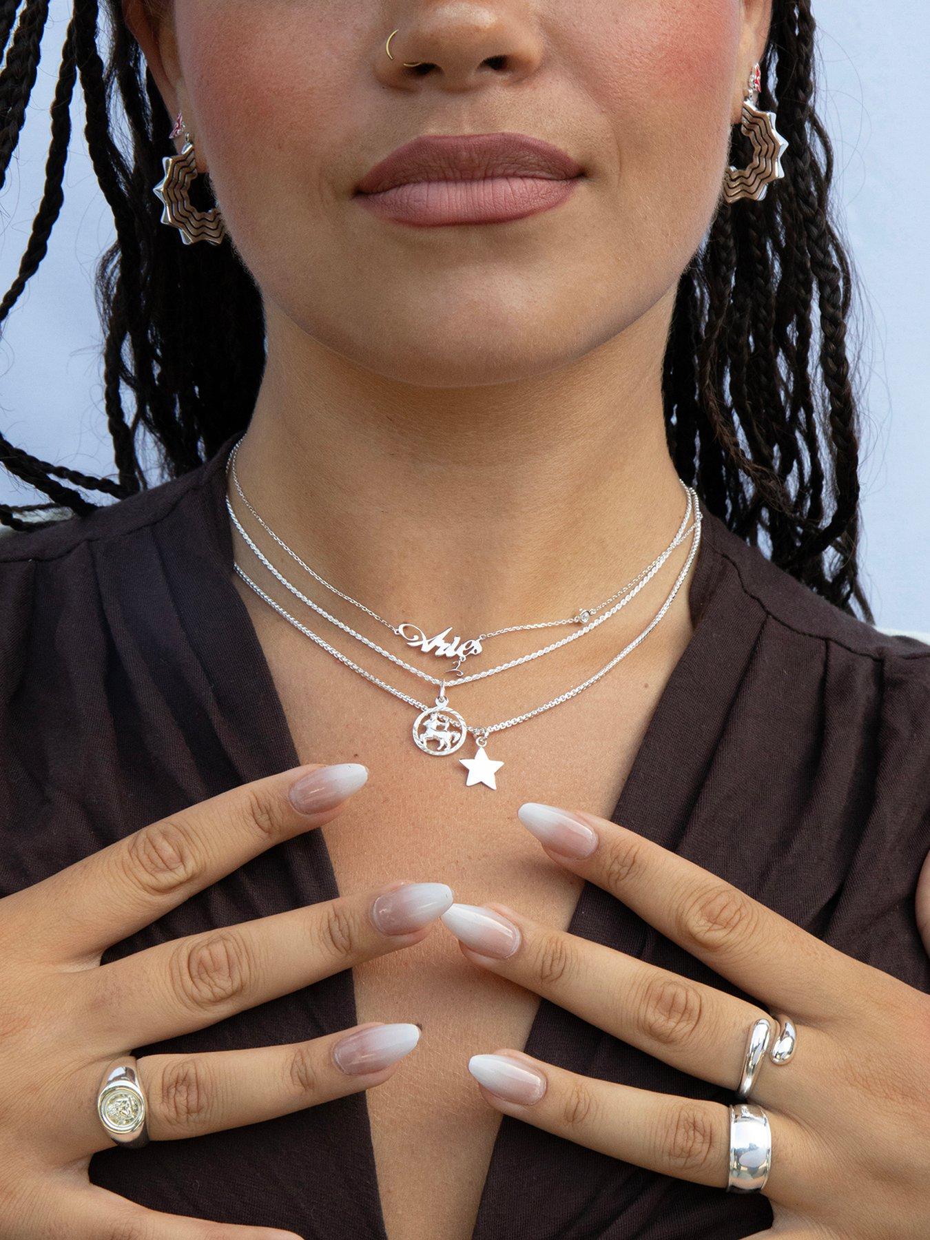 Image 3 of 4 of Seol + Gold Sterling Silver Birthstone Star Sign Necklace (all zodiac)