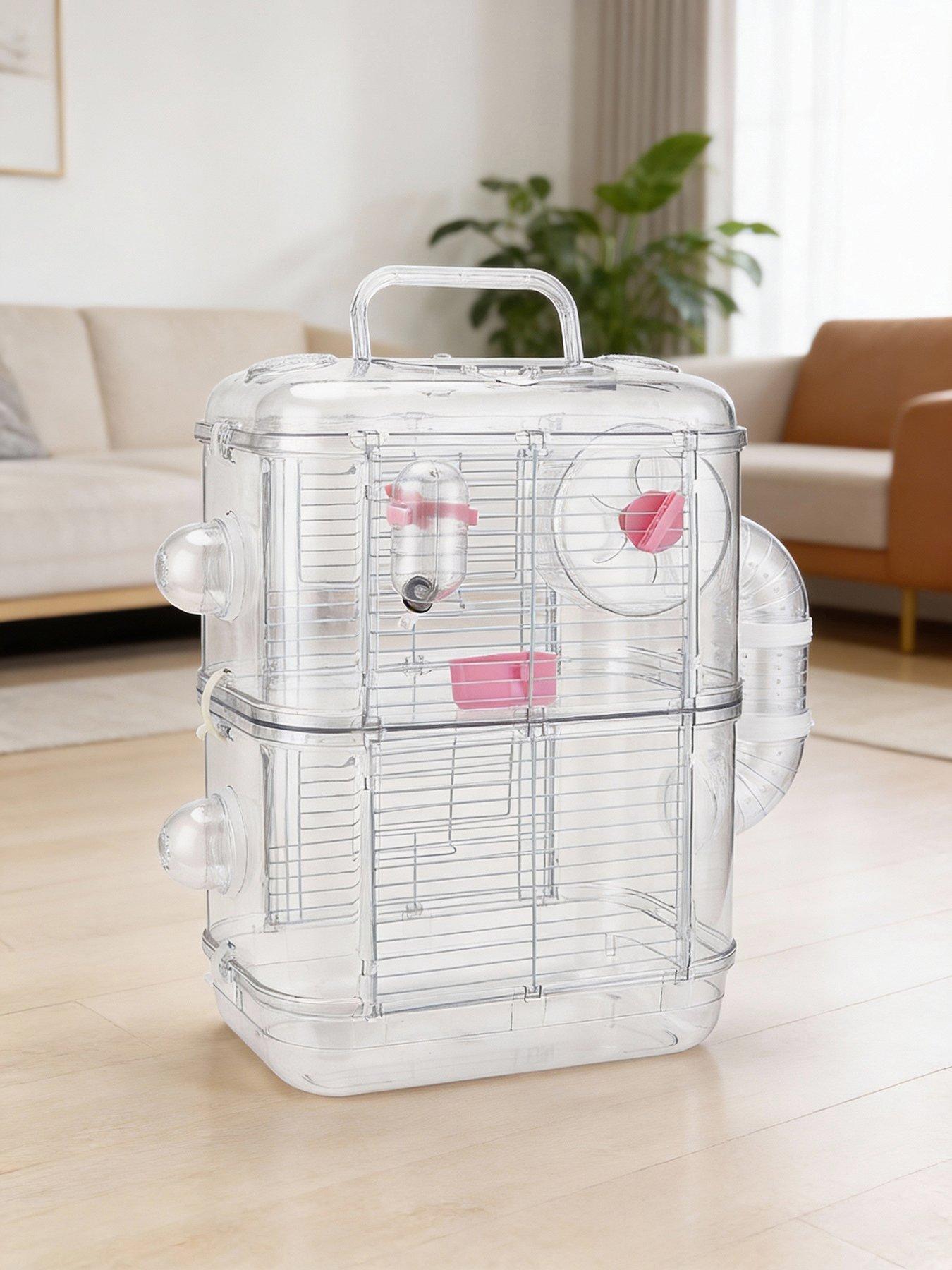 Living And Home Double Layer Hamster Cage With Handle in One Colour