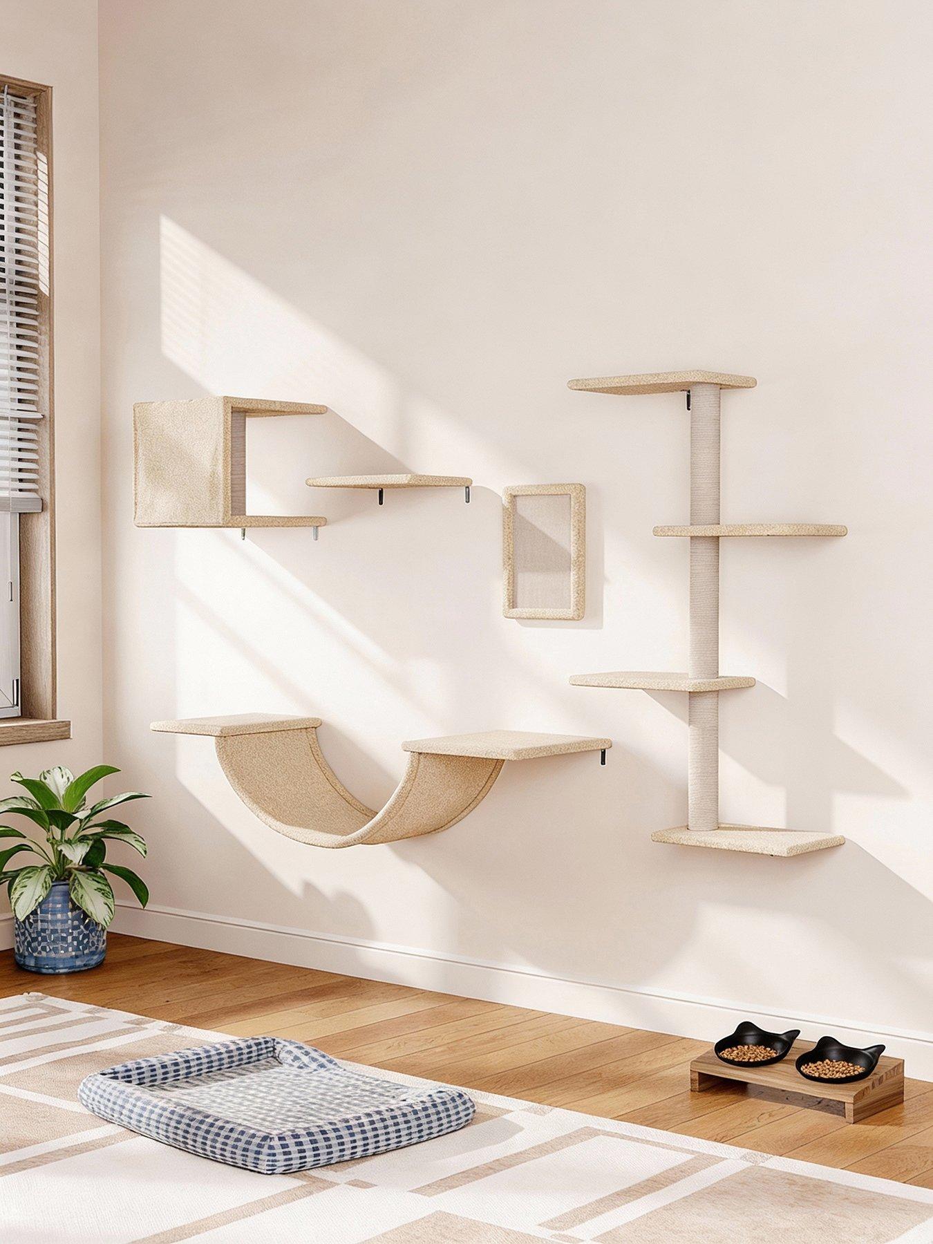 living-and-home-cat-tree-set-with-hammock-and-jumping-platformfront