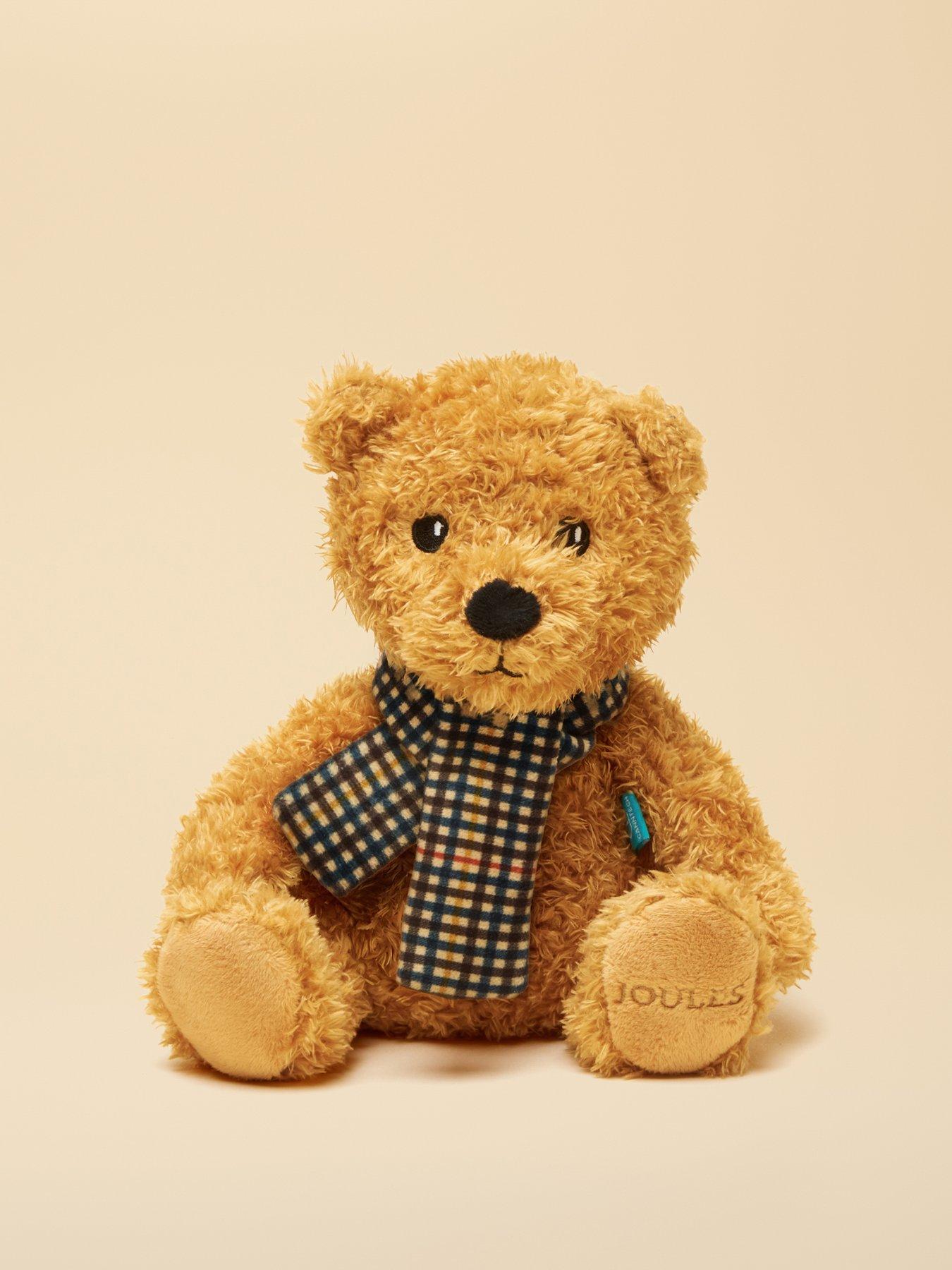 Joules Traditional Bear With Henson Check Scarf Dog Toy in One Colour