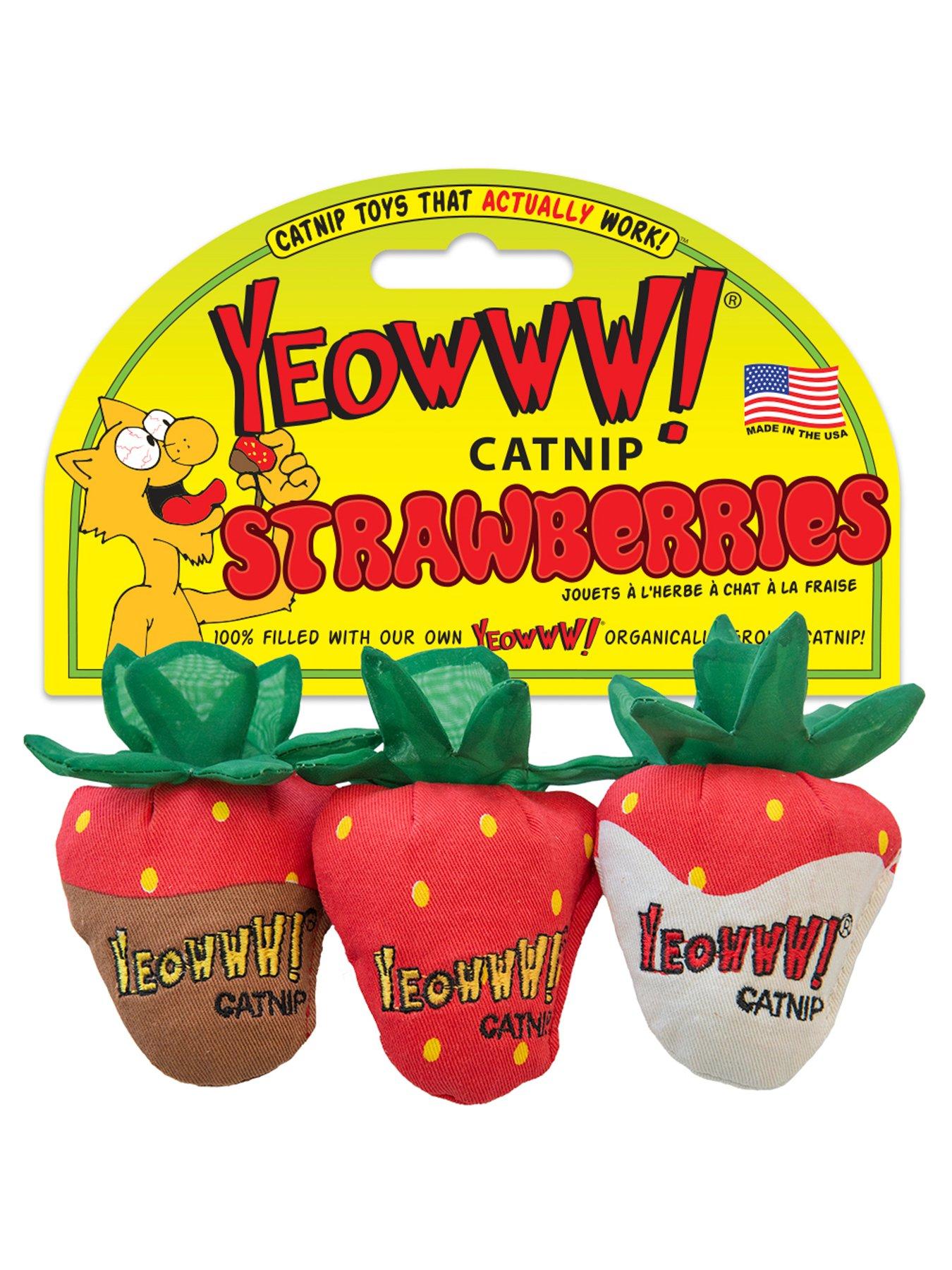 yeowww-strawberries-3pack-cat-toyfront