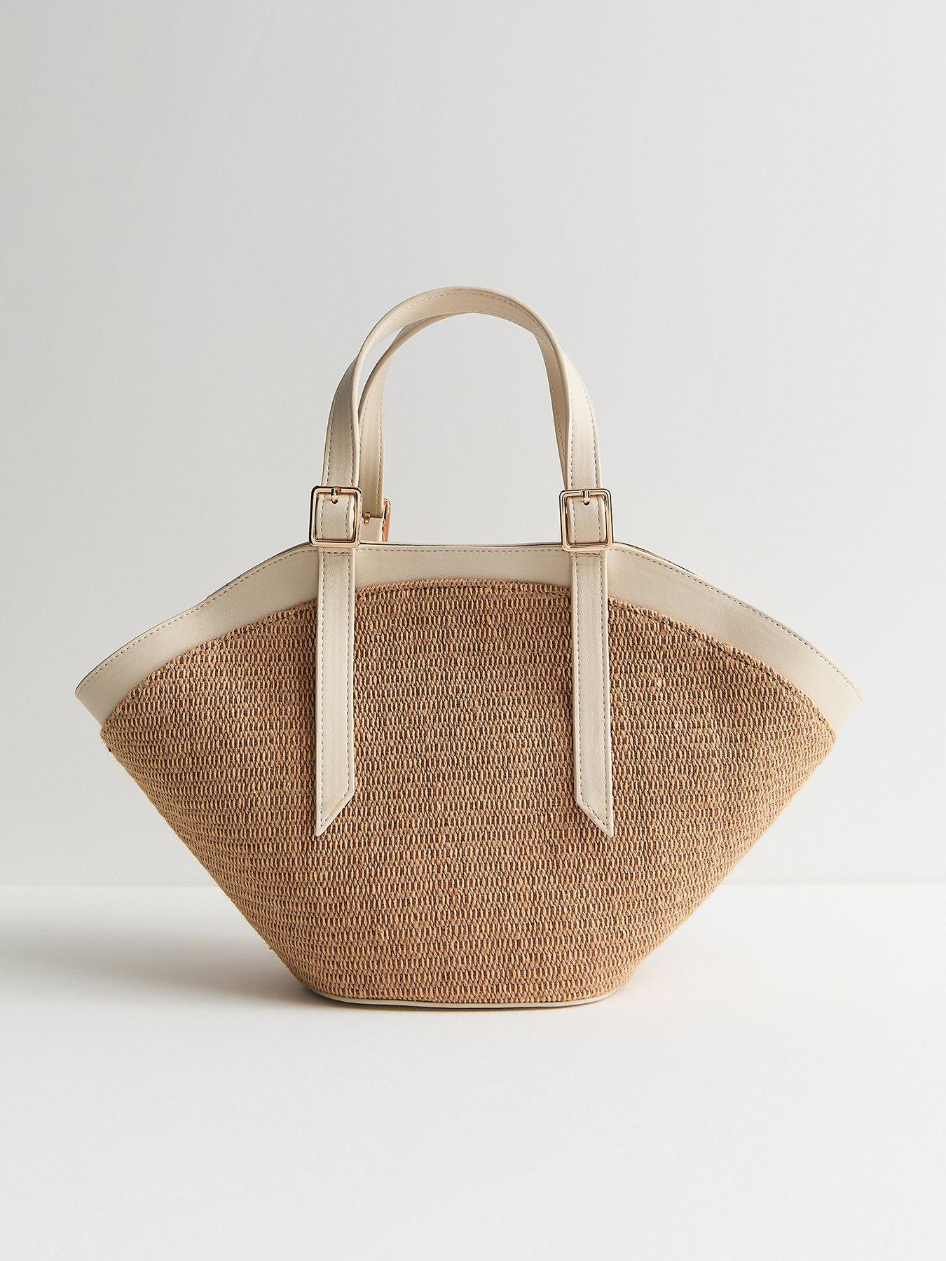 Image 1 of 5 of New Look Woven Trapeze Handbag - Stone
