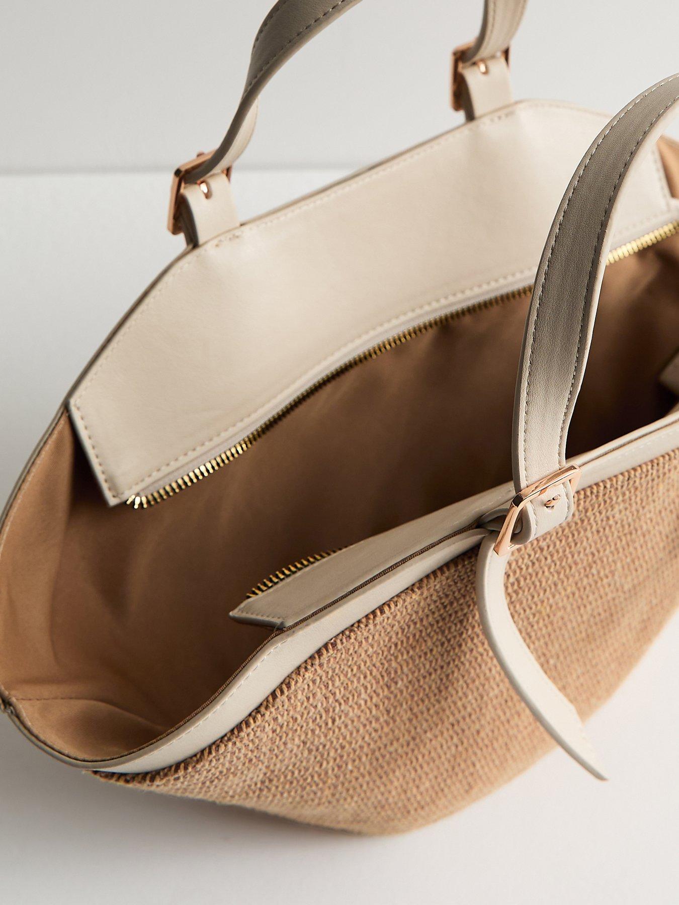 Image 3 of 5 of New Look Woven Trapeze Handbag - Stone