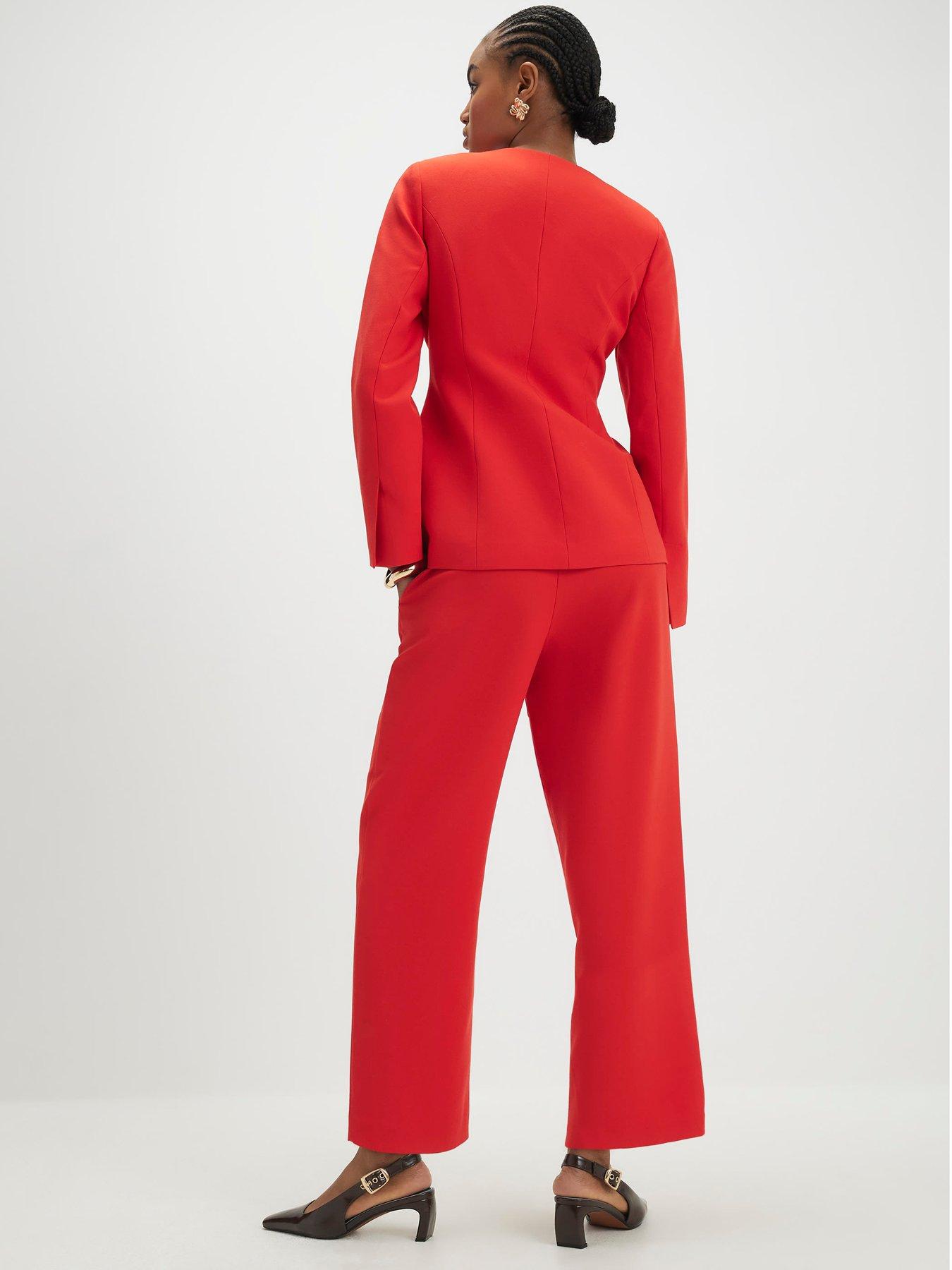 Image 2 of 4 of River Island Slim Straight Leg Trousers - Red