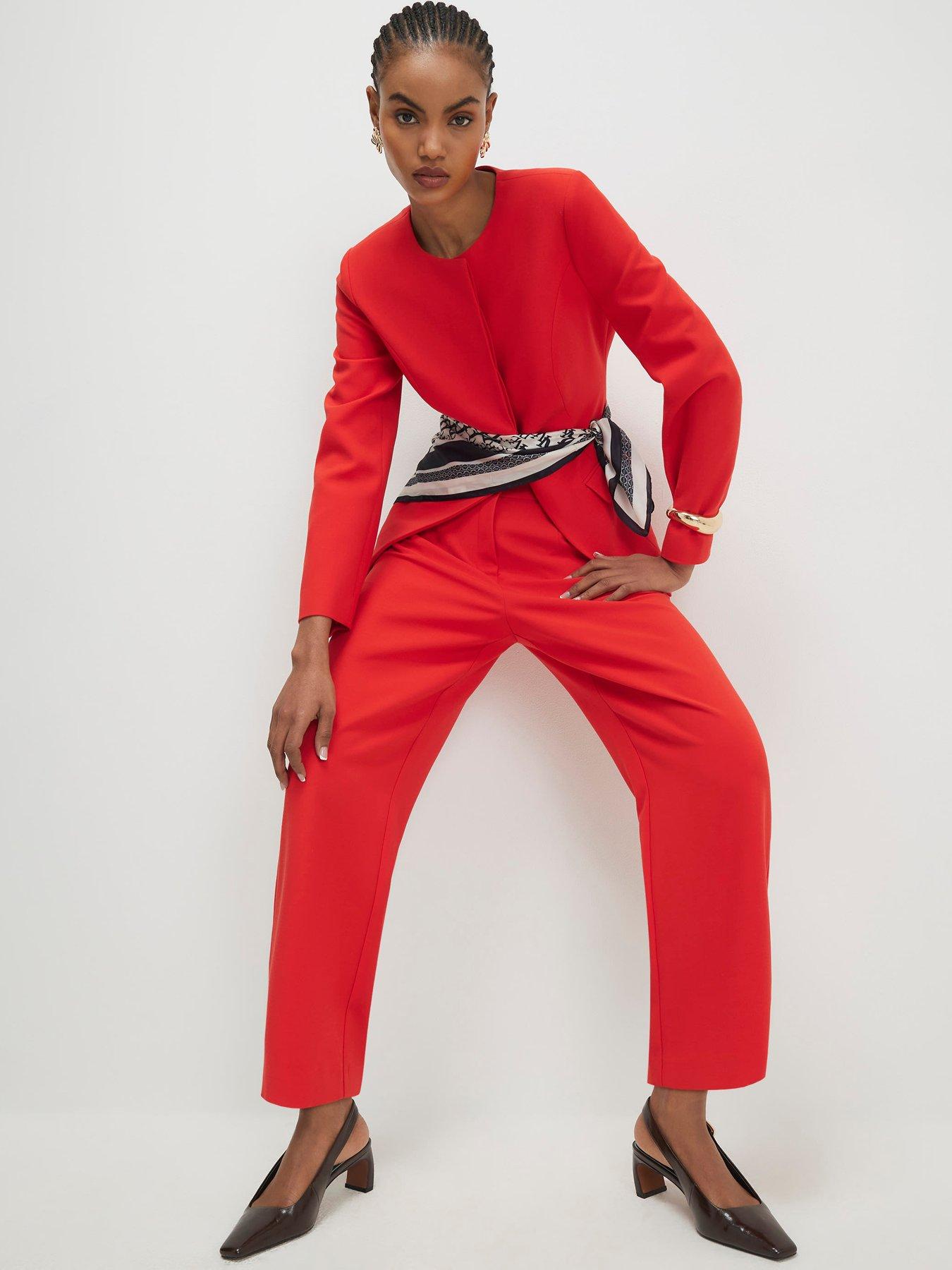 Image 3 of 4 of River Island Slim Straight Leg Trousers - Red