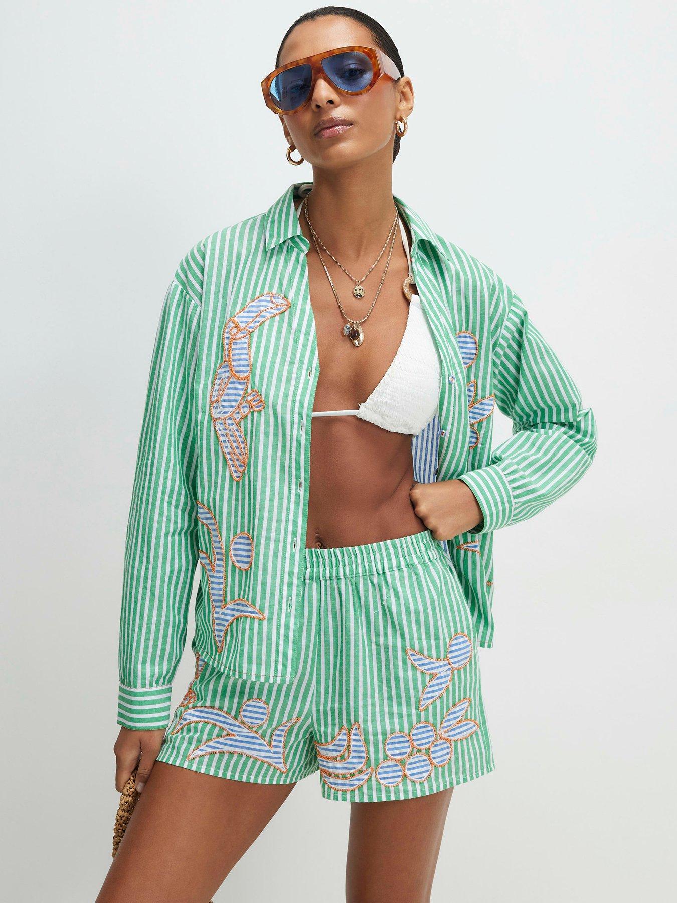 River Island Stripe Toucan Boutique Short - Green