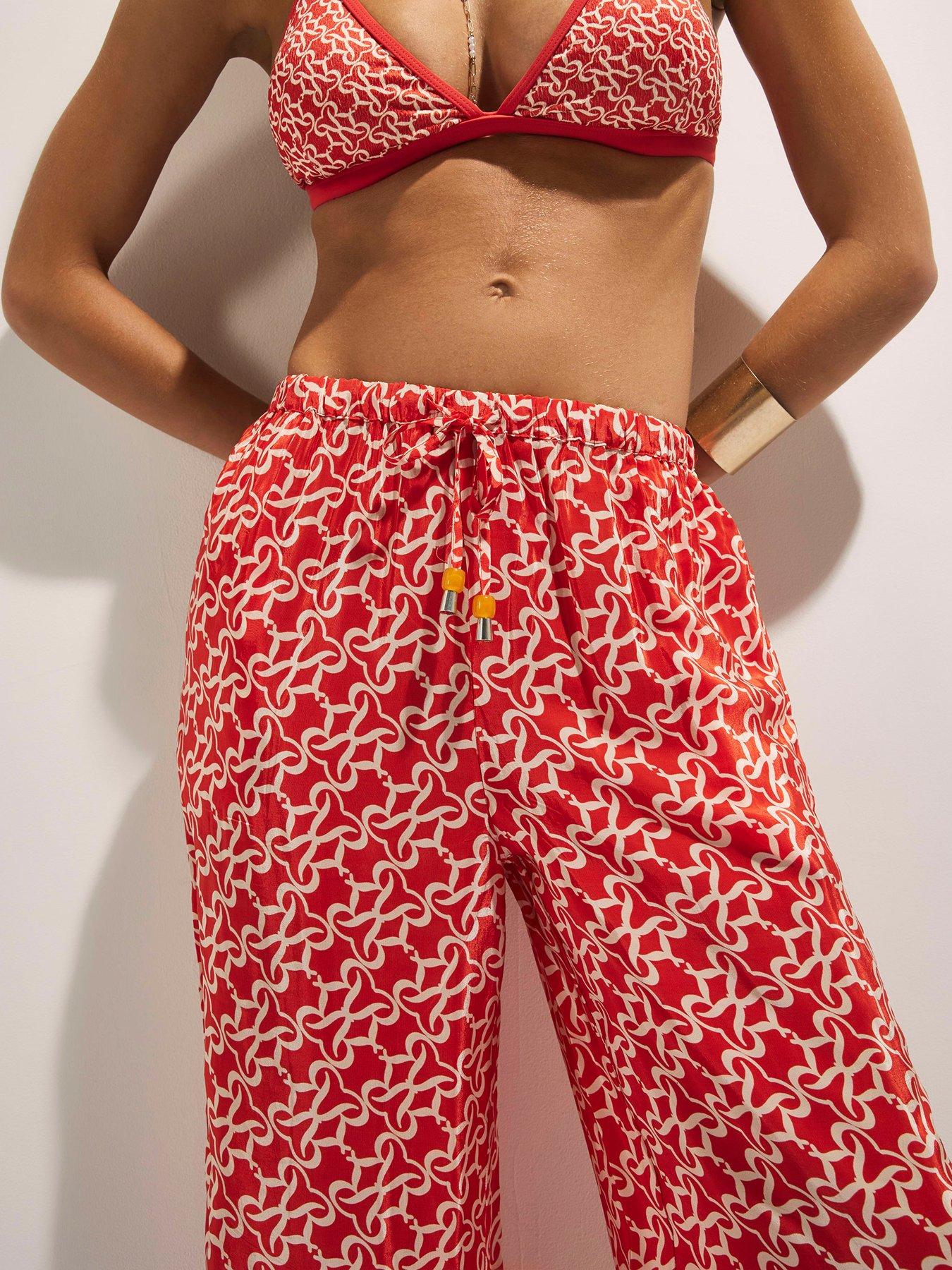 Image 4 of 4 of River Island Monogram Trousers - Orange