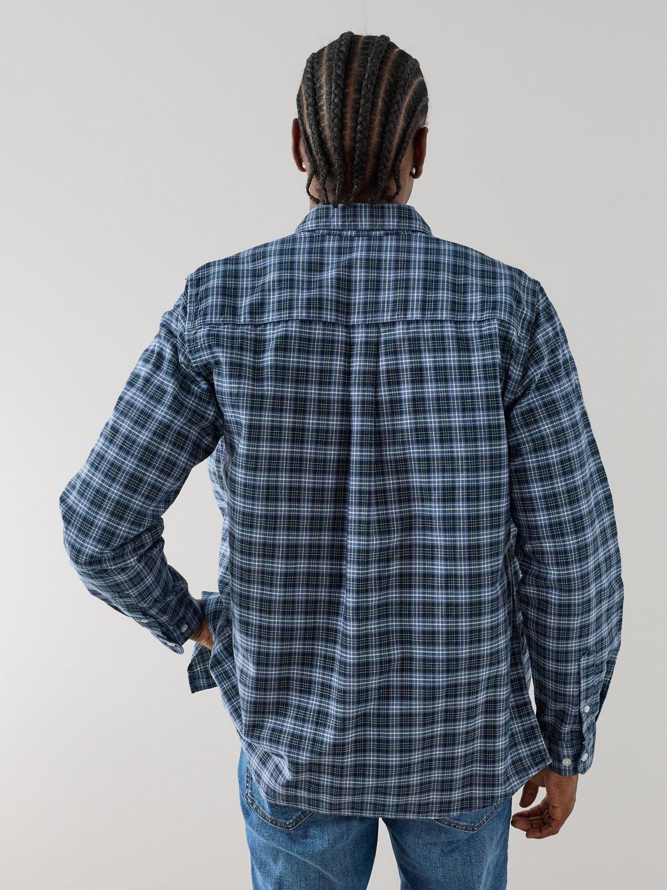 Image 2 of 7 of The Very Collection Pure Cotton Long Sleeve Oxford Checked Shirt - Blue