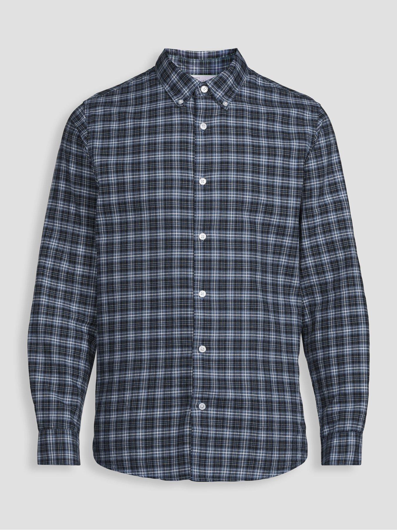 Image 7 of 7 of The Very Collection Pure Cotton Long Sleeve Oxford Checked Shirt - Blue