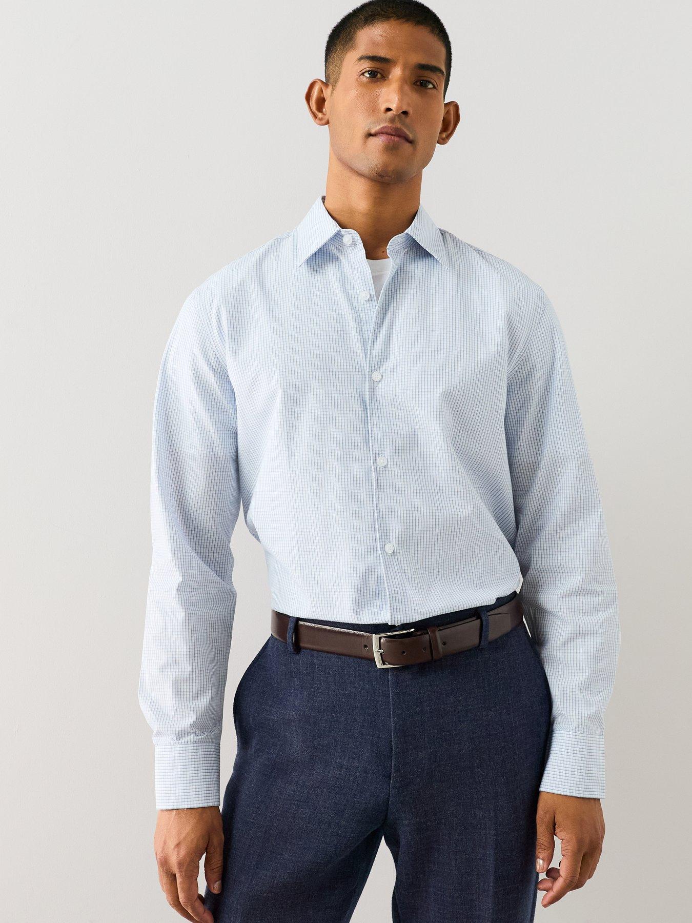 Image 2 of 7 of The Very Collection 2 Pack Pure Cotton Long Sleeve Gingham Check Shirts - Blue