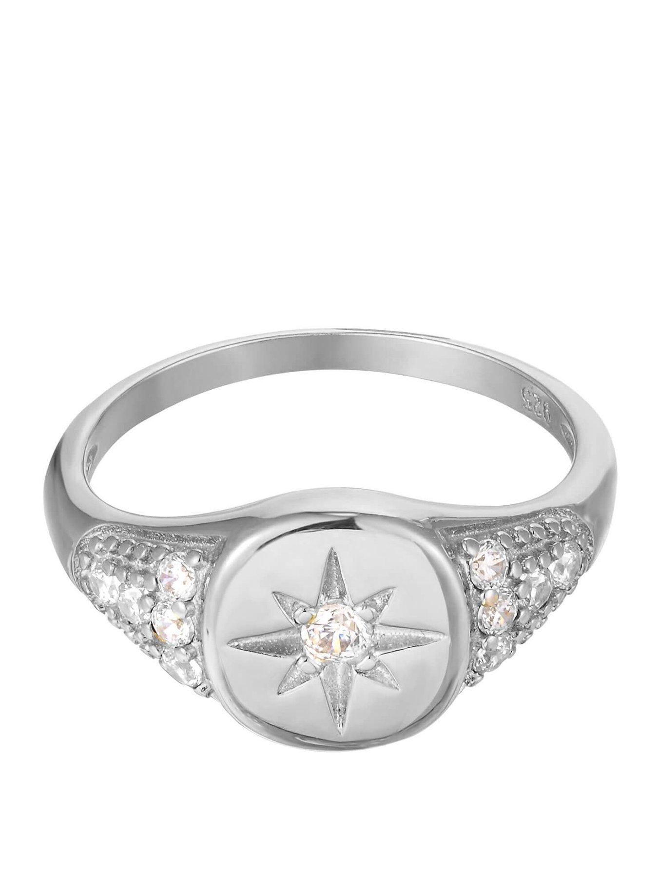 Seol + Gold Sterling Silver CZ Star Signet Ring