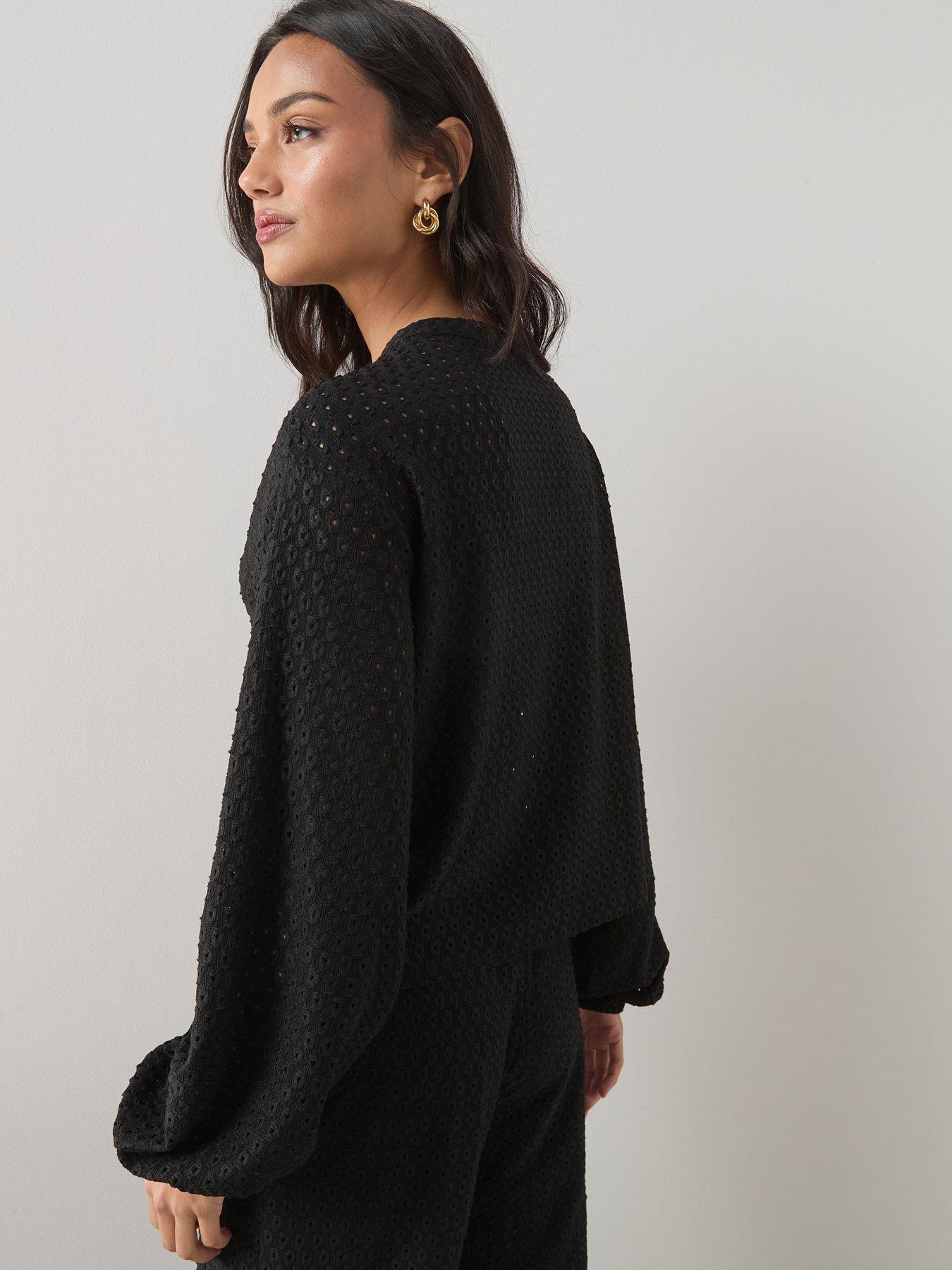 Image 2 of 6 of The Very Collection Crochet Button Up Long Sleeve Top Co-ord