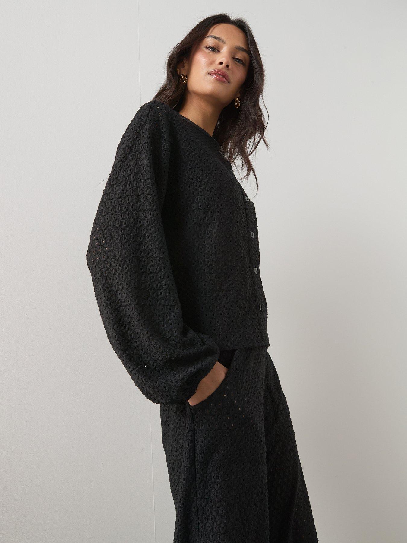 Image 5 of 6 of The Very Collection Crochet Button Up Long Sleeve Top Co-ord