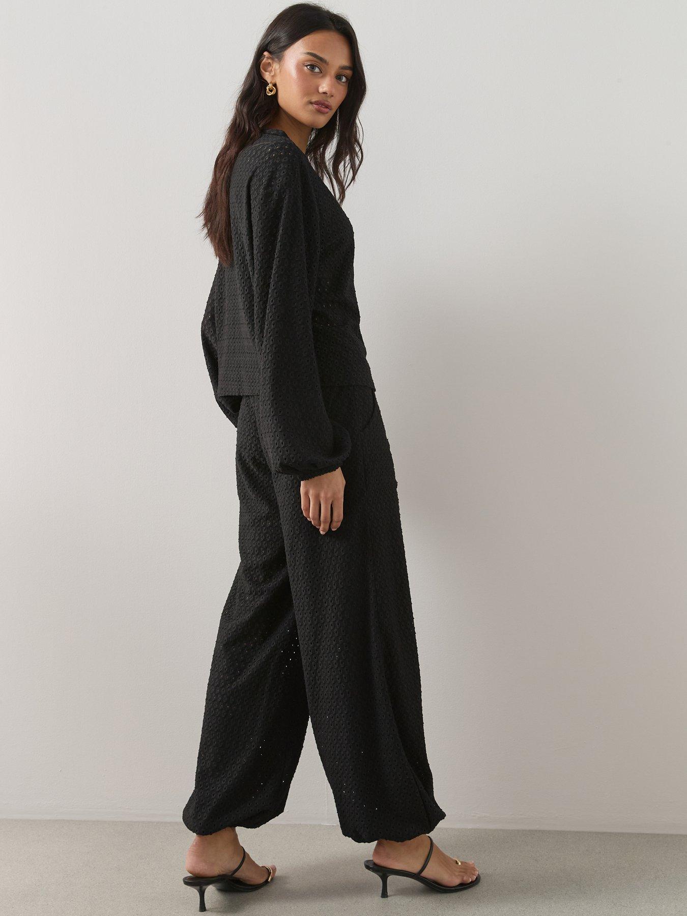 the-very-collection-crochet-cuffed-trouser-co-ord-blackstillFront