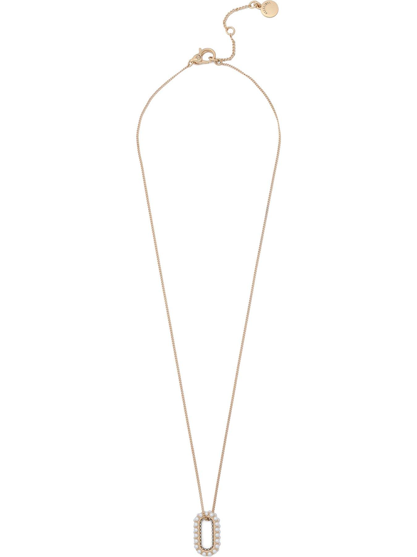 Image 3 of 4 of AllSaints Pearl Halo Necklace - Gold