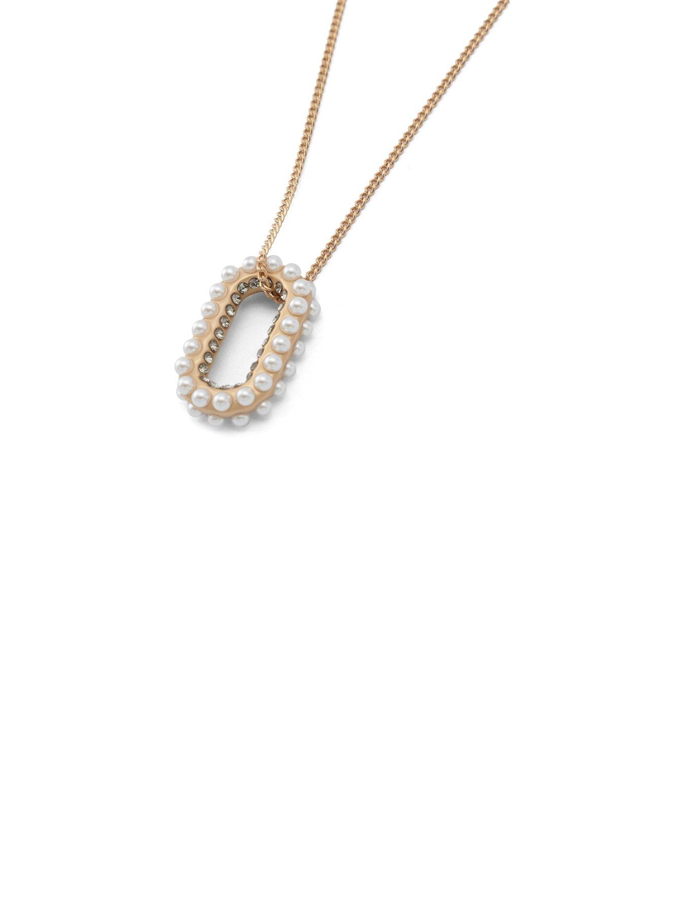Image 4 of 4 of AllSaints Pearl Halo Necklace - Gold