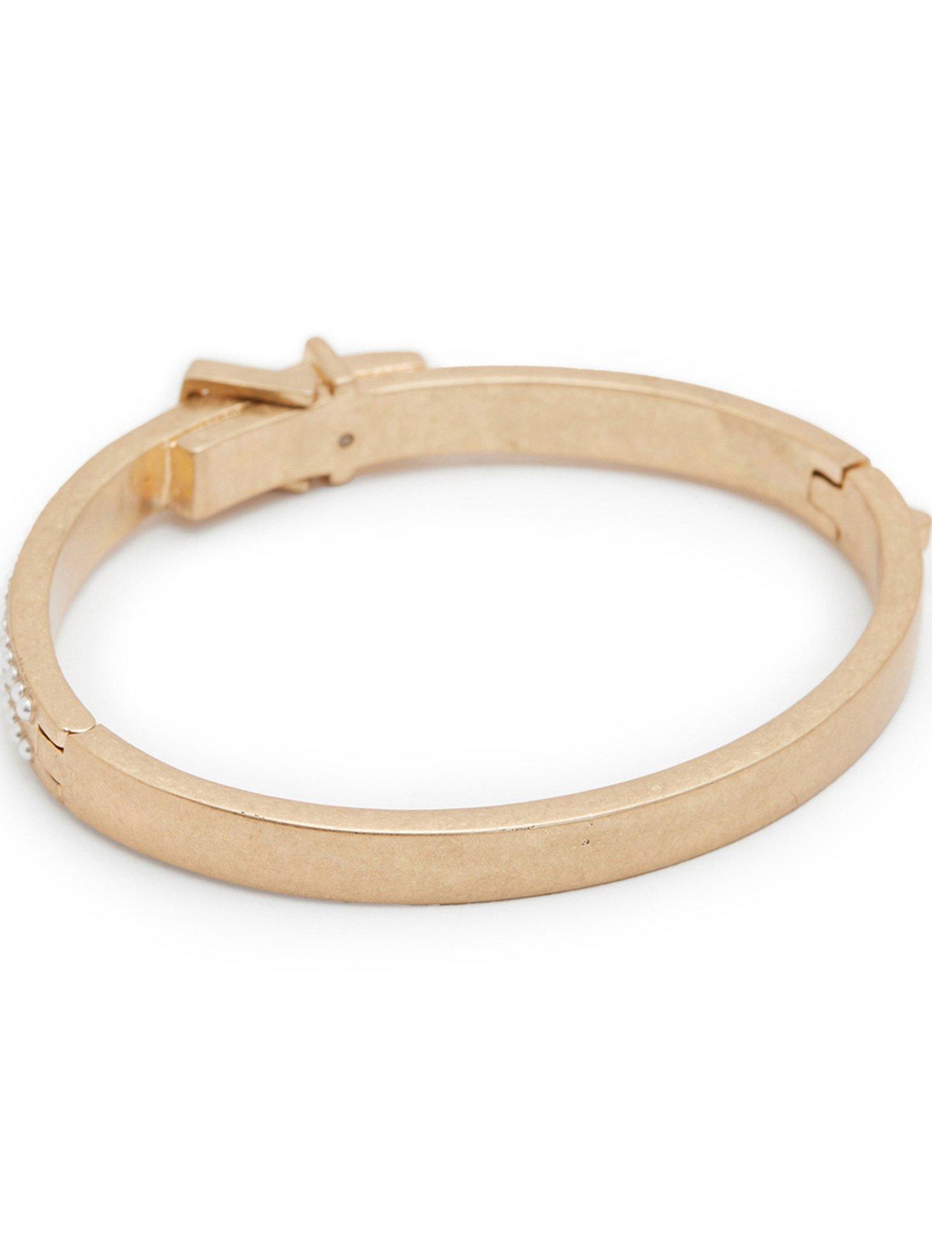 Image 3 of 4 of AllSaints Pearl Belt Bangle - Gold