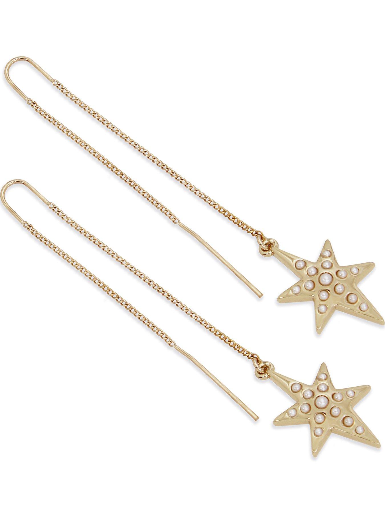 Image 3 of 4 of AllSaints Star Threader Earrings - Gold