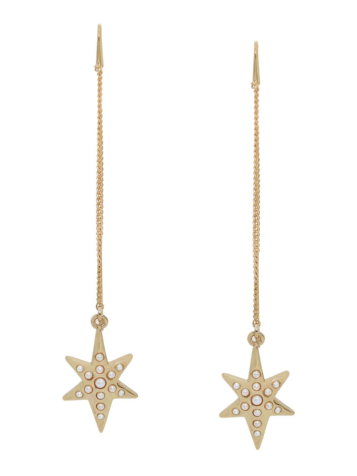 Image 4 of 4 of AllSaints Star Threader Earrings - Gold