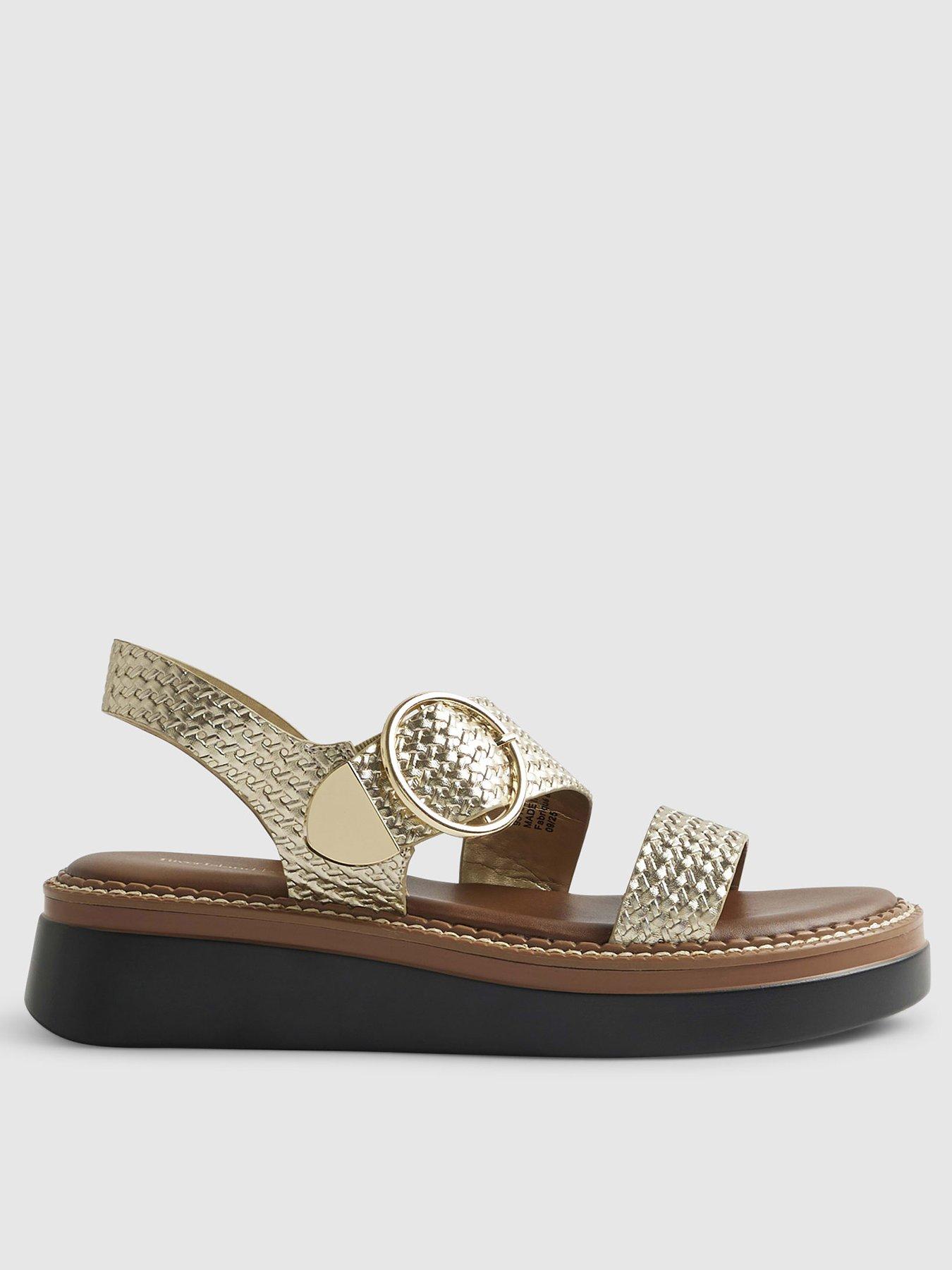 river-island-wide-2-part-ring-buckle-flatform-gold