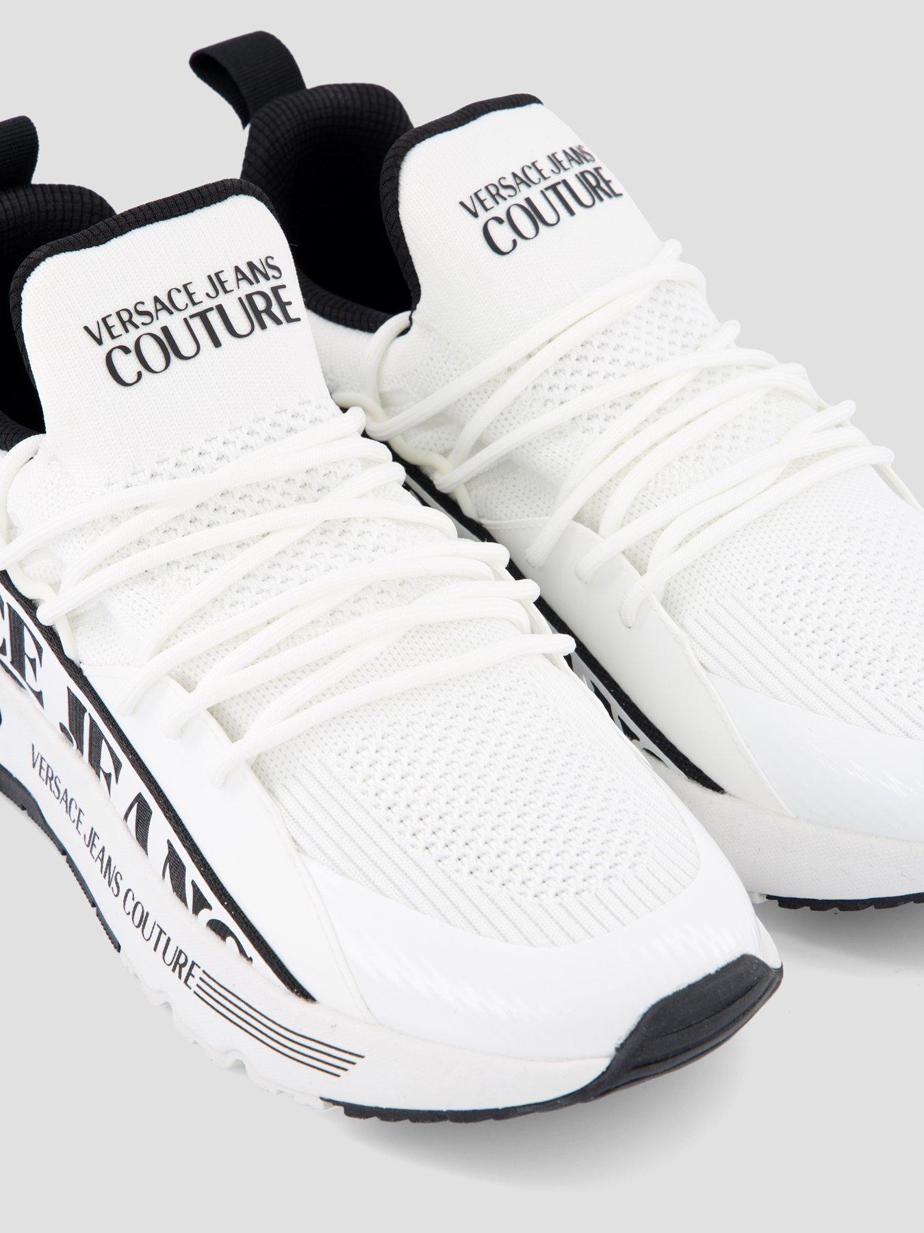 Image 5 of 7 of Versace Jeans Couture Dynamic Side Logo Knitted Runner Trainers - White