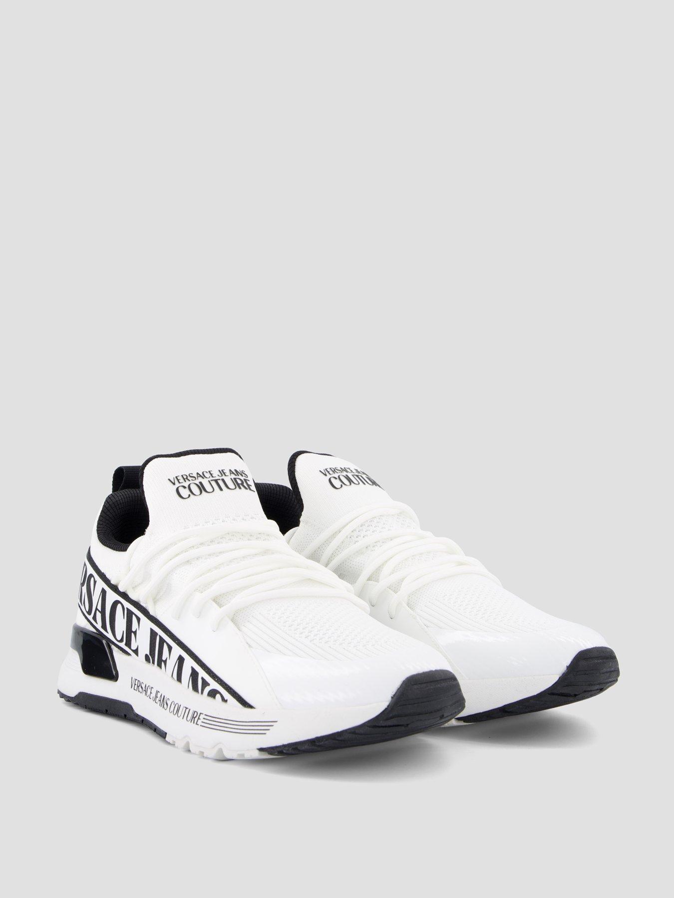 Image 6 of 7 of Versace Jeans Couture Dynamic Side Logo Knitted Runner Trainers - White